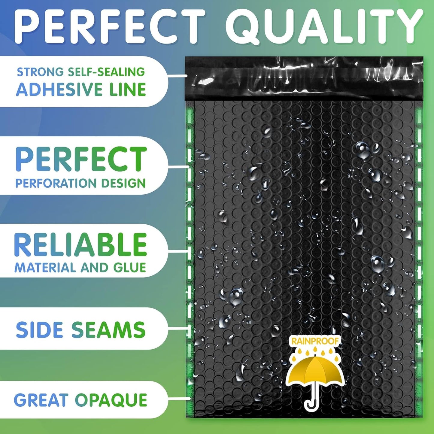 Matte Black Poly Bubble Mailers Self Seal, 7.25 x 11 Inch. Pack of 300 Bubble Packaging Envelopes for Shipping. Durable Padded Envelopes Waterproof. Self Seal Padded Mailers. Shipping Packages