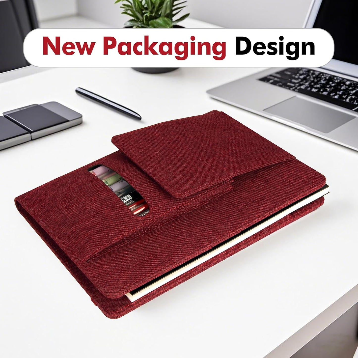 Journal Cover for Rocketbook Flip | Executive Size 6"x8.8" Fits A5, 6"x9" Steno Pad/Notebook & Top Spiral Notepad | Waterproof Protective Case with Pen Loop Holder & File Storage (Red)