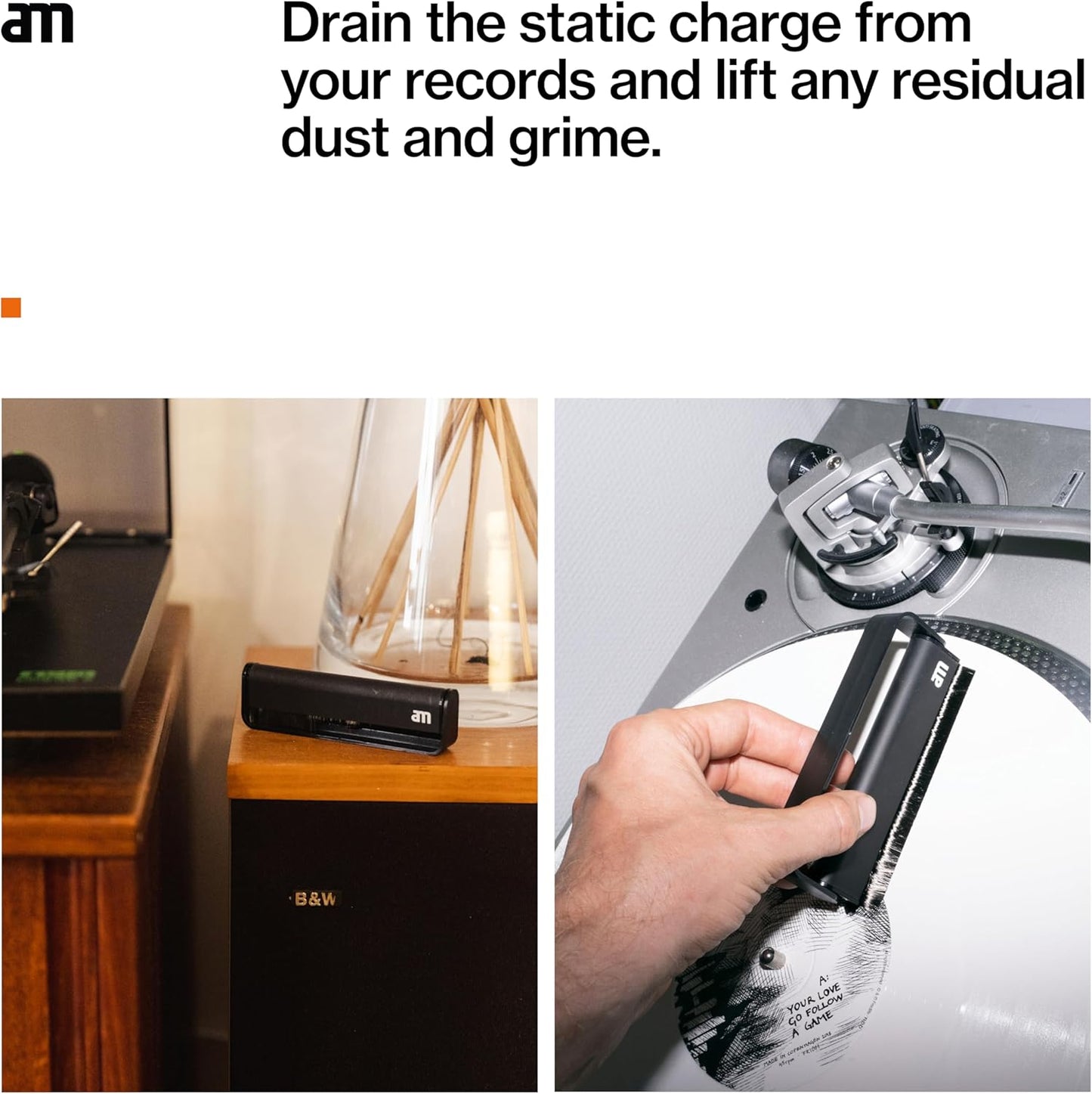 am Vinyl Record Cleaner Brush – Ultra-Fine Carbon Fiber Anti-Static Brush for Vinyl Records – Must-Have Record Player Accessory for Removing Dust, Reducing Friction & Preserving LP Sound, Silver