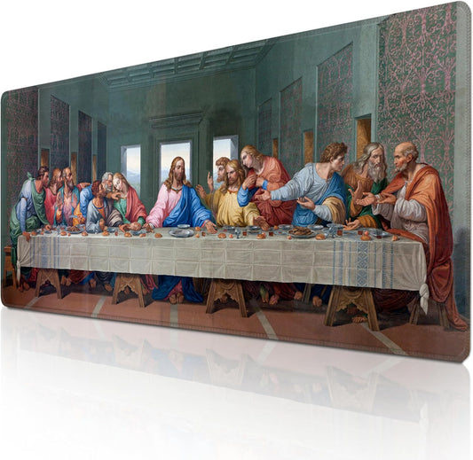 Mouse Pad with Last Supper – Religious Scenario Desk Pad – Portable Computer Mousepad – Gaming, Office, Waterproof, Non-Slip, Stitched Edges 35.5 x 15.7inches x 3mm