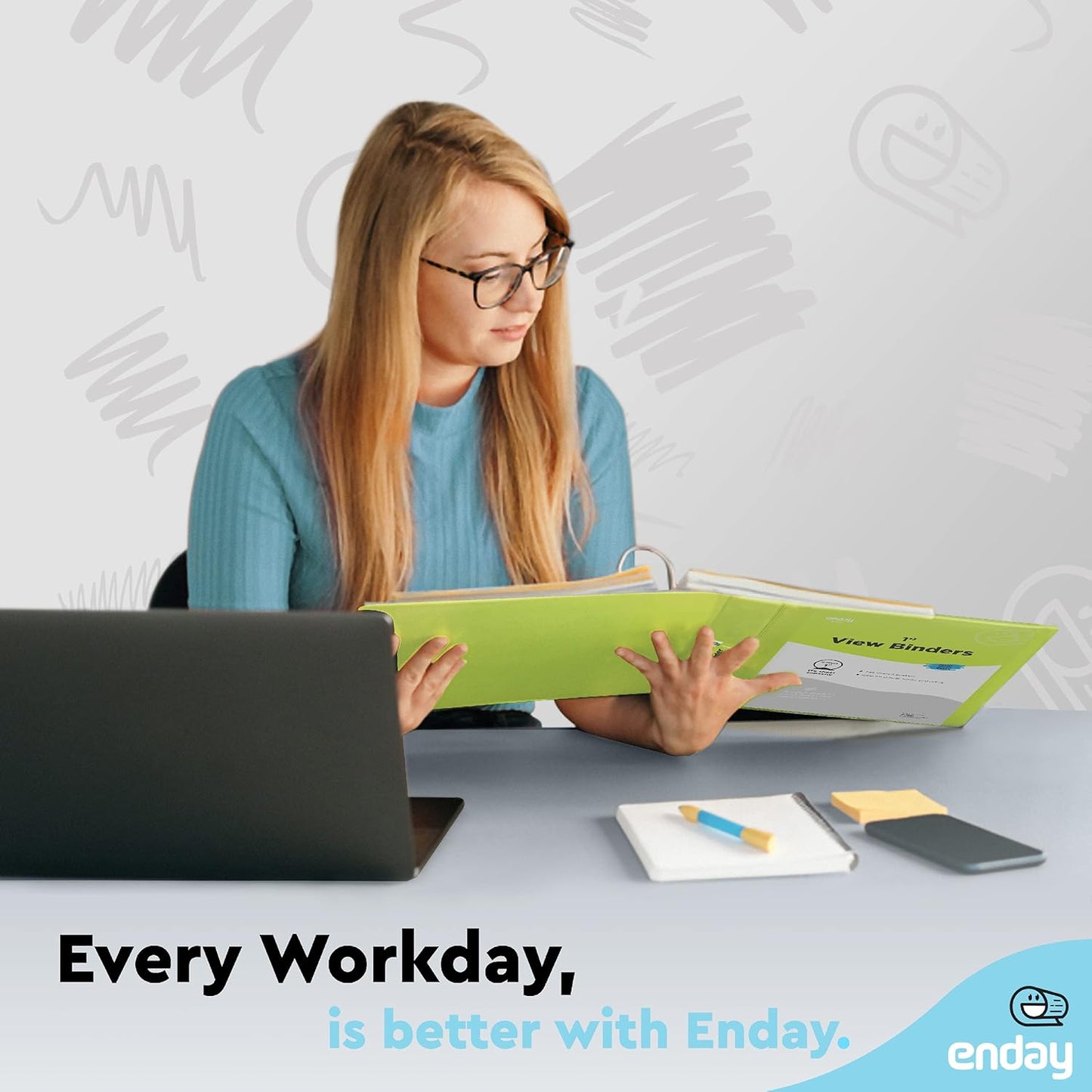 3 Ring Binder Green, 1 Inch, 1” Clear View Cover with 2 Inside Pockets Round Ring Binder, Colored School Supplies Binders, Also Available in Pink, Blue, Purple, Grey, and Red (6 PC) – by Enday