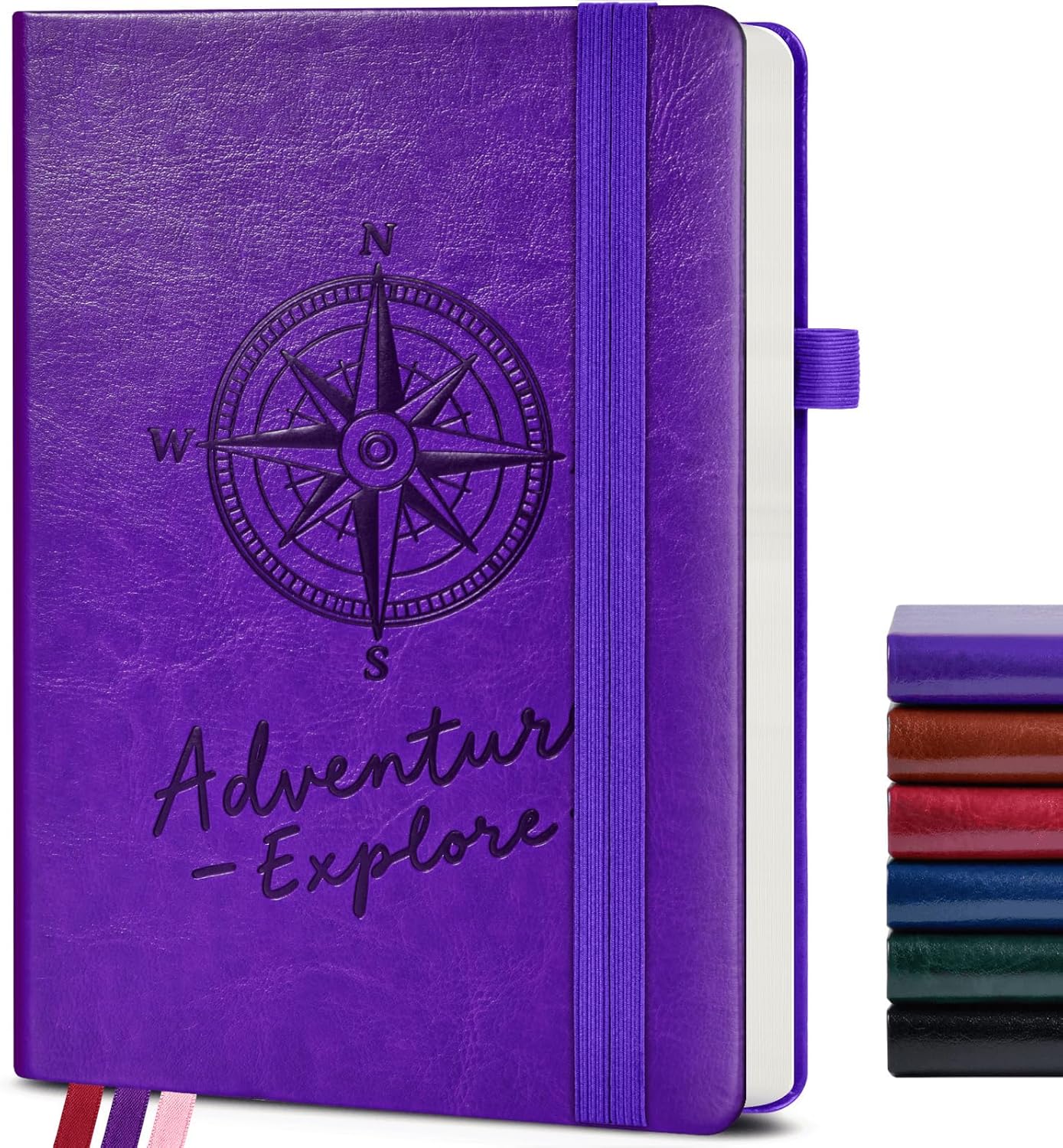 Lined Journal Notebook for Women Men, 160 Pages, A5 Hardcover Vintage Leather Journaling Notebooks for Work, School, Note Taking, Travel, Bible Study, Daily Diary for Writing 5.8"x8.5" (Purple)
