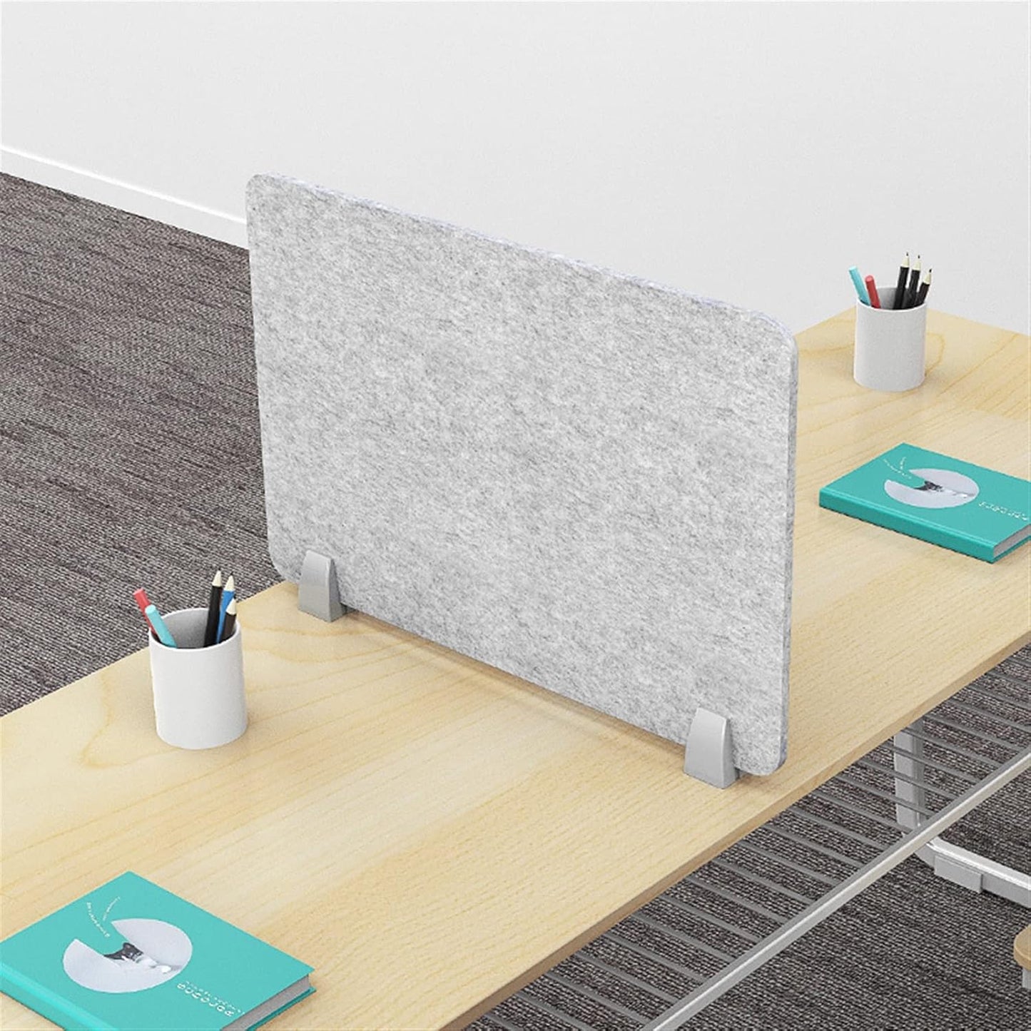 Icegrey Acoustic Desk Divider Privacy Panel Removable Sound Absorbing Desk Partition Board with 2 Clips for Student Call Centers Offices Braries Classrooms Library, Light Blue, 23.4x15.6