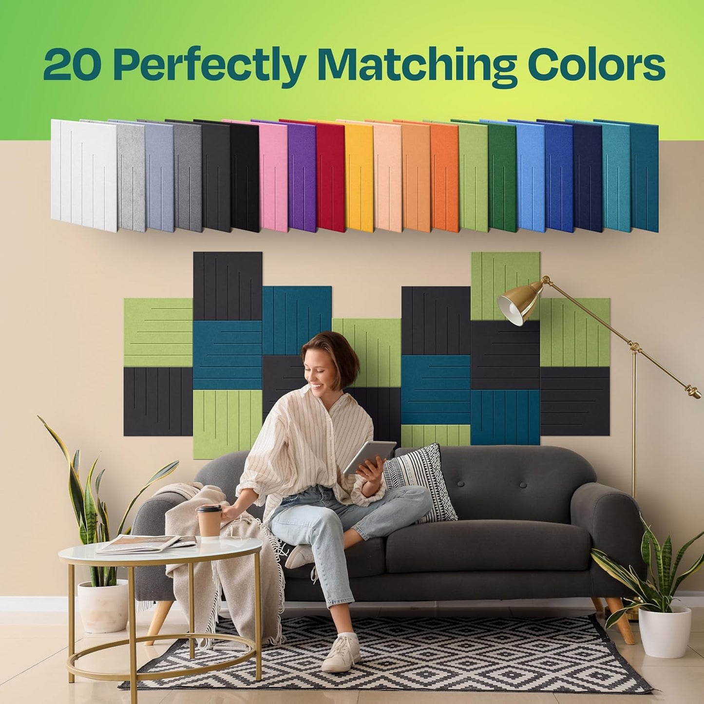 Acoustic Panels 12-Pack Soundproof Wall Panels 12"x12"x0.4" Decorative Sound Dampening for your Home, Office, Studio, Bedroom & More with Unique LineWave Carving [Dark Gray]