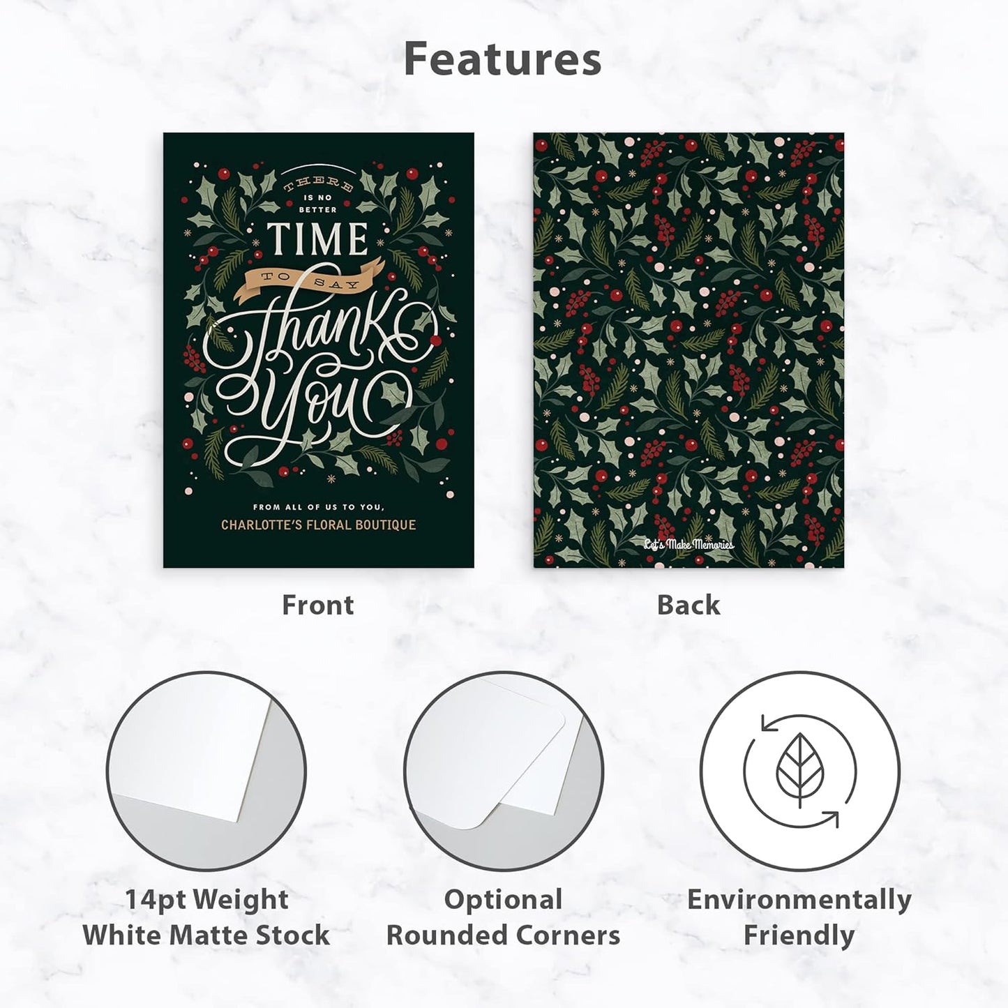 Let's Make Memories Personalized Business Christmas Cards with Envelopes - Premium Quality - 5x7-2025 Holiday Cards & White Envelopes - No Better Time - 50 ct