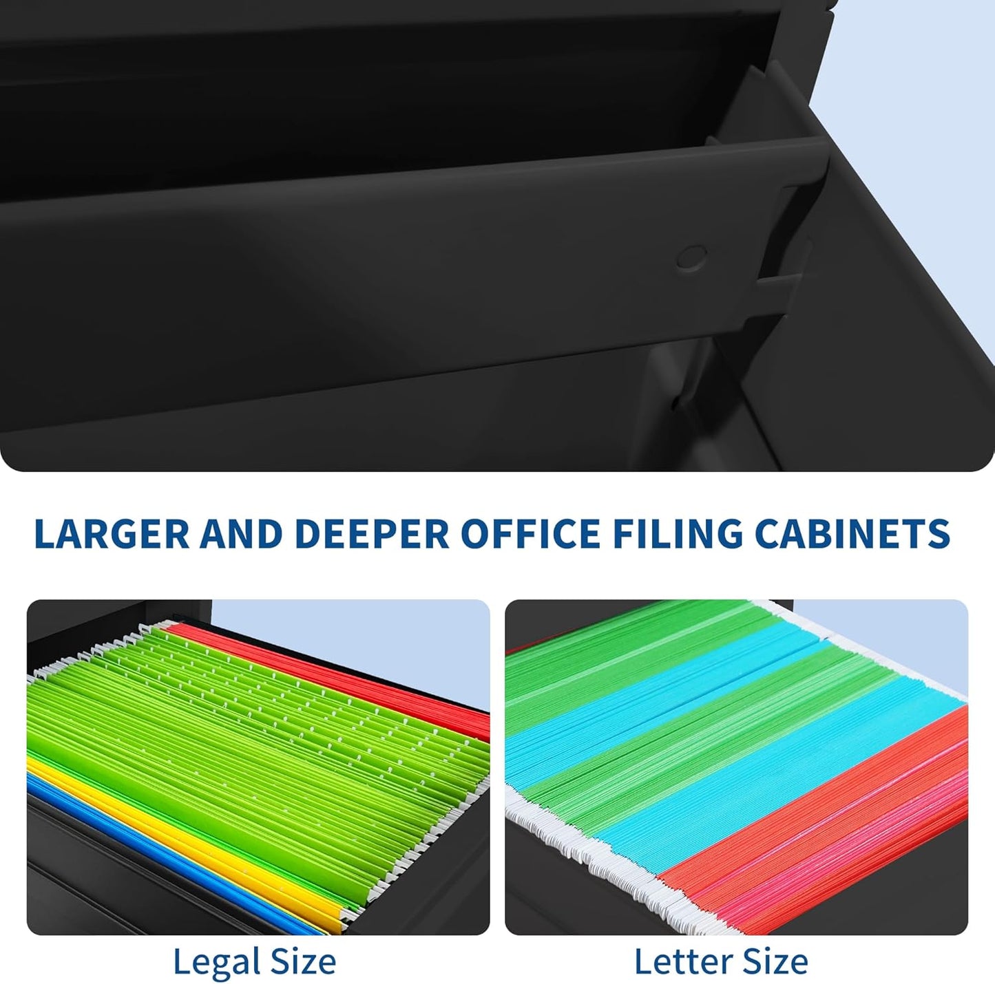 3-Drawer Locking Vertical File Cabinet, Metal Storage Cabinet for Office/Home – Secure Vertical Filing for Letter/Legal/A4/F4 Documents, Easy to Assemble Steel Cabinet, Black (Black, 3 Drawer-40 H)