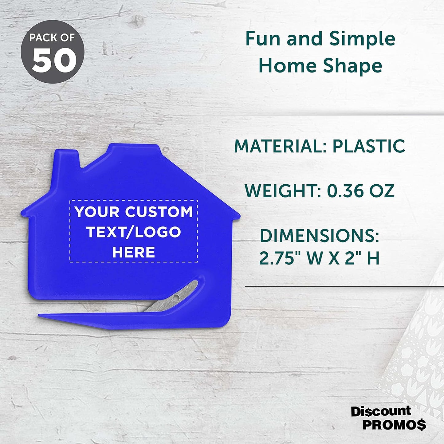 Custom House Letter Openers Set of 50, Personalized Bulk Pack - Perfect for Home or Office - Blue