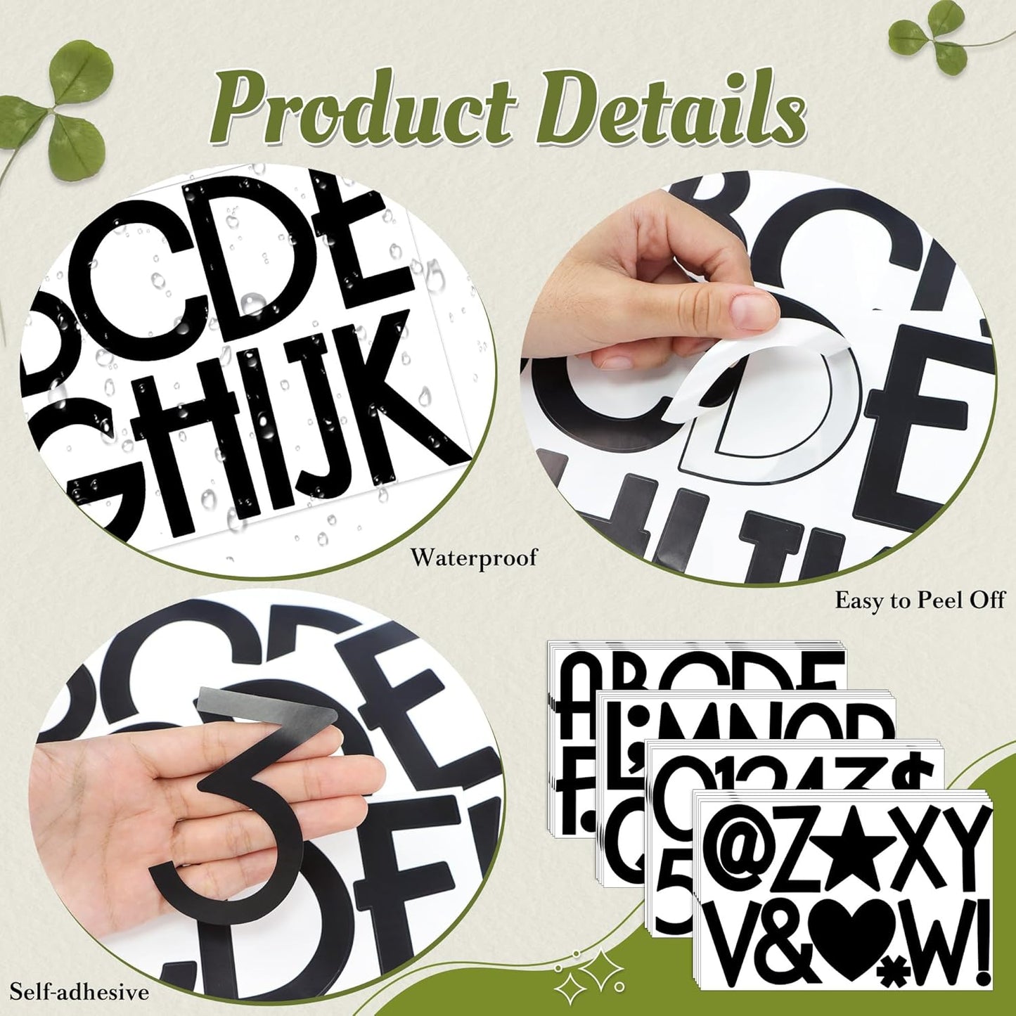 240Pcs Bulletin Board Letters 20Sheets Letter Stickers Vinyl Alphabet Stickers Mailbox Numbers Self Adhesive Waterproof Large Sticker for Bulletin Board Scrapbook Classroom Address Decor(Black,3Inch)