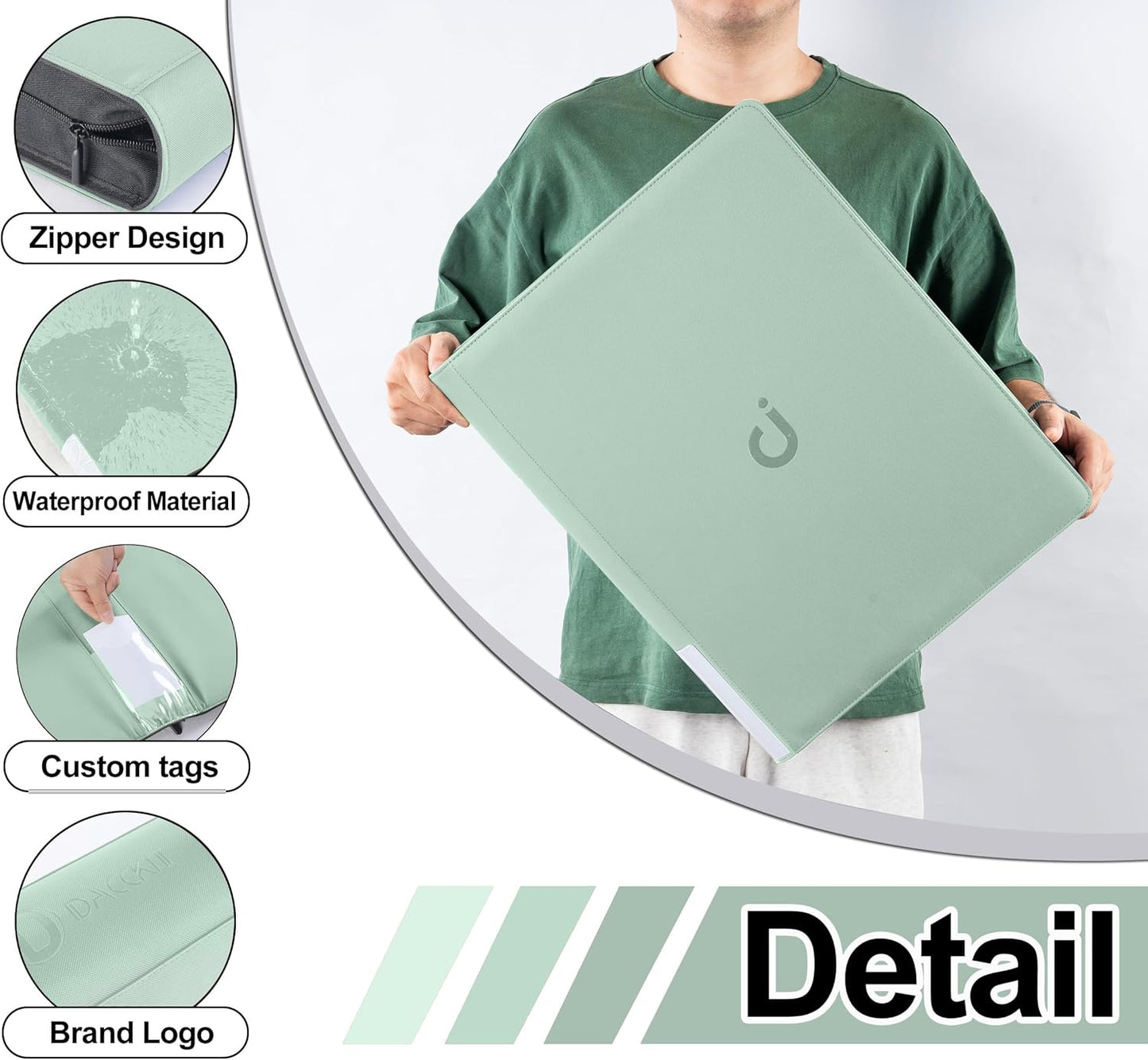 Premium Card Binder 16 Pocket - Fits 1600 Cards，4X4 Ringless Card Album with Sleeves for Trading Cards & Sports Cards（Model C，Asakusa Green）