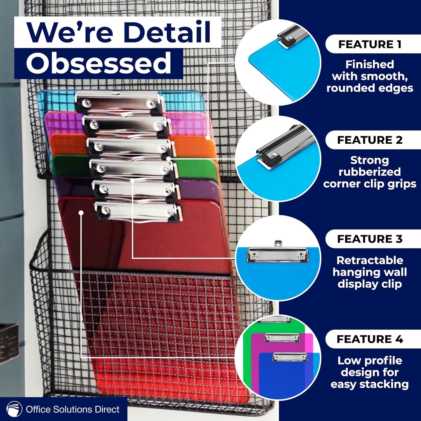 Plastic Clipboards with Low Profile Clip Set of 12-12.5 x 9 Inch Multi Color Plastic Clipboards Bulk - Clear Clipboards Bulk Classroom Holds 100 Sheets, Acrylic Clipboard Clear 12 Pack