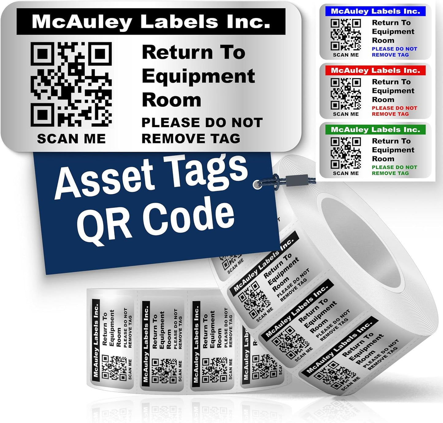 McAuley Labels Custom QR Code Stickers - Numbered, Permanent, Adhesive Asset Tags for Equipment - Heavy Duty Metalized Polyester, Stronger Adhesive - 2x1 Inches