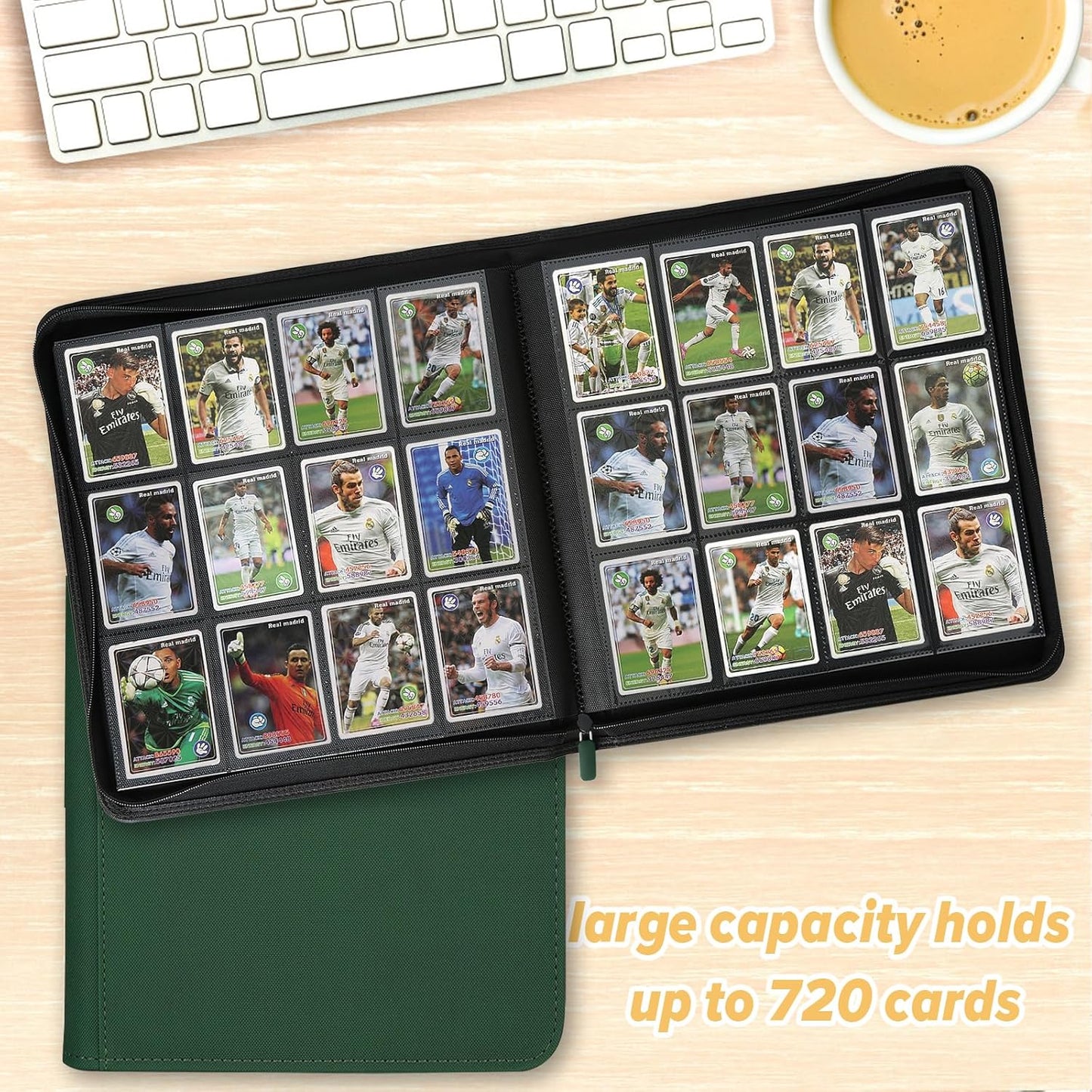 Trading Card Binder 12 Pocket, GERMUN PU Cover Card Binder for 720 Cards, Premium Trading Card Holder Folders, Double Sided Pocket Card Album for MTG, TCG (Dark Green)