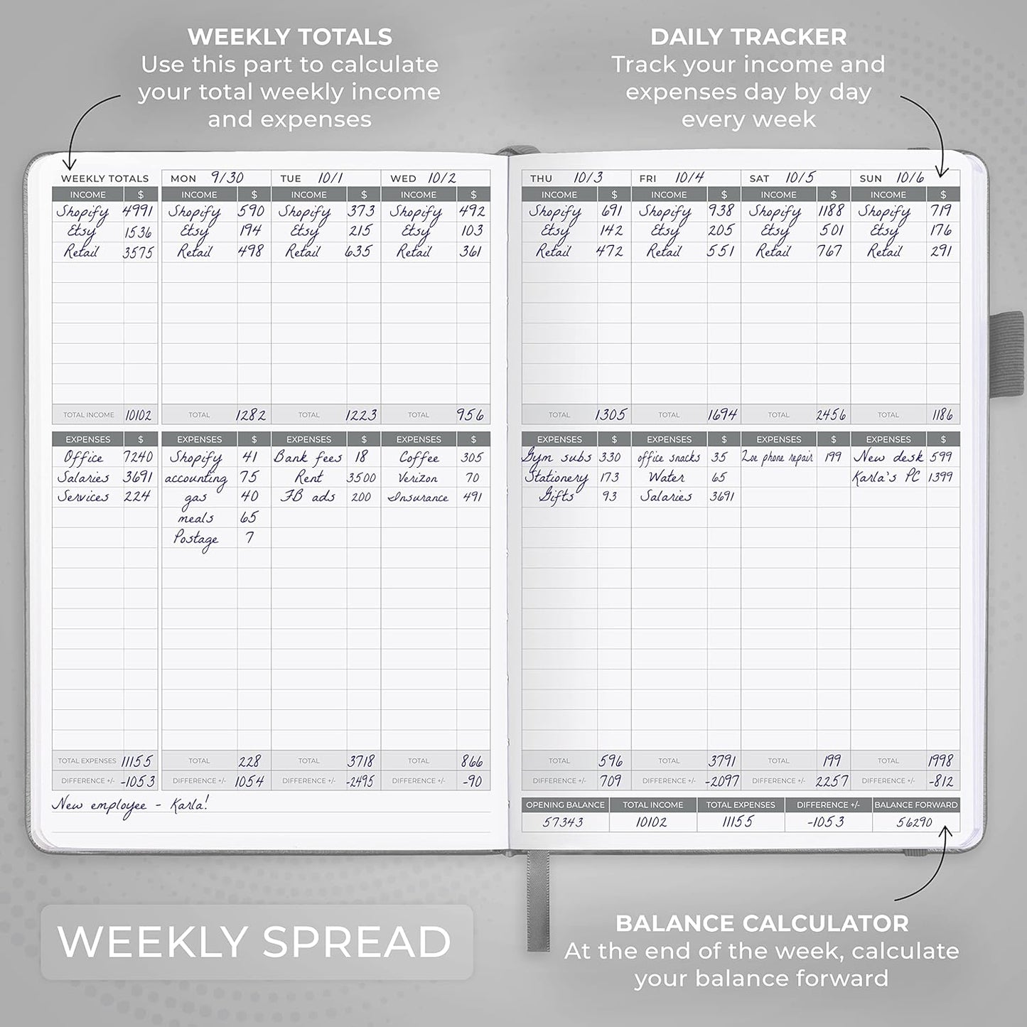 Clever Fox Income & Expense Tracker – Accounting & Bookkeeping Ledger Book for Small Business – 1-Year Record Notebook, A5 (Gray)