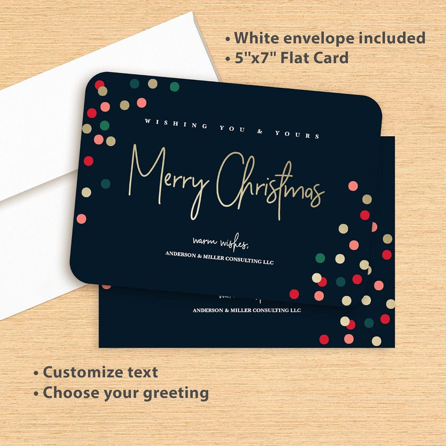 Let's Make Memories Personalized Business Christmas Cards with Envelopes - Premium Quality - 5x7-2025 Holiday Cards & White Envelopes - Festive Lights - 75 ct