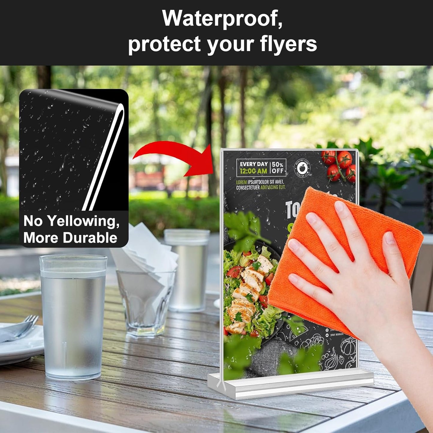 5x7 Acrylic Sign Holder, 12 Pack Vertical Plastic Signs Frame Table Top Display, Double Sided Display Flyer Holder Menu Holders Clear Stand for Office Store Show Fair