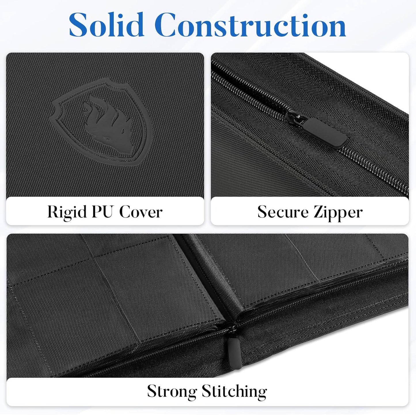 Premium Zip Card Binder 12 Pocket, Fabmaker 912 Pockets Trading Card Binder, PU Zipper Card Collection Album, Sturdy Side-Loading Card Book Holder for MTG, TCG, Game Cards, Sports Cards, Royal Blue