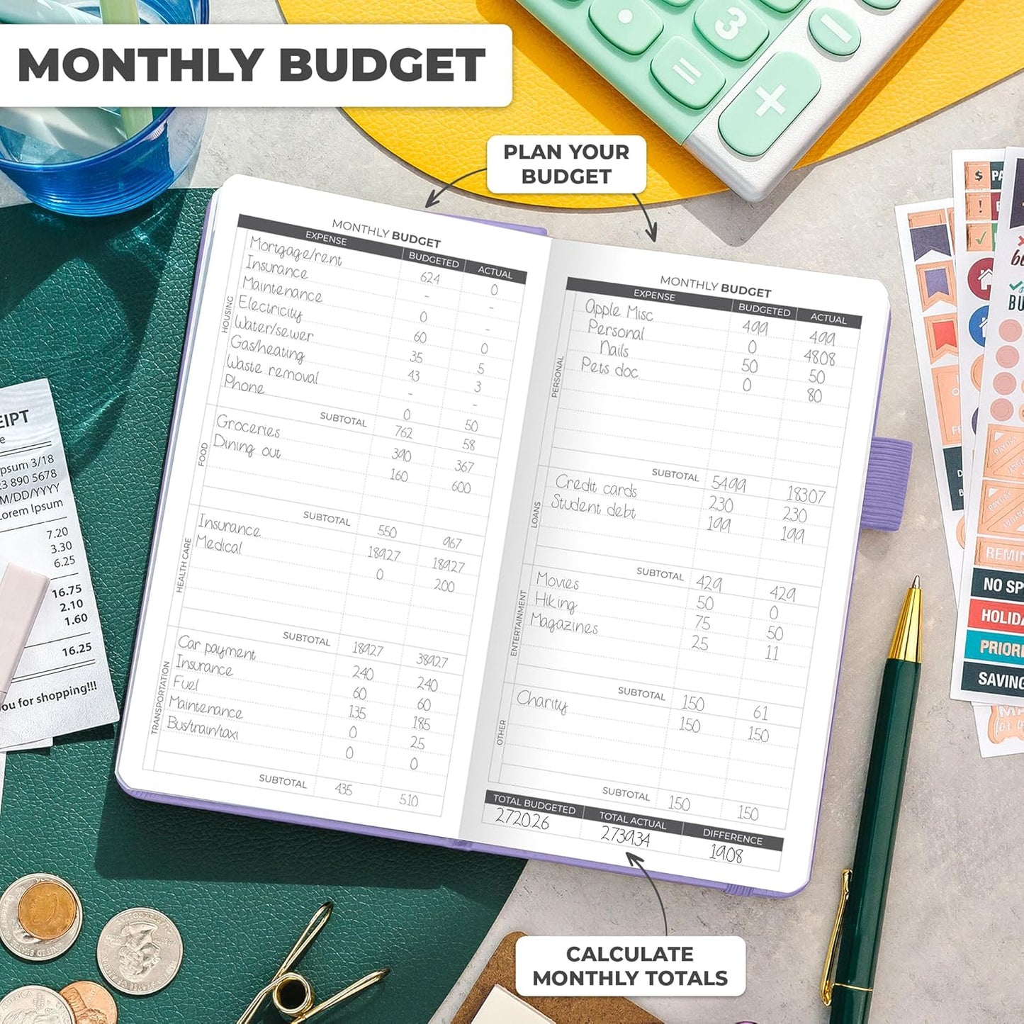 Clever Fox Budget Planner Pocket – Mini Expense Tracker Notebook. Monthly Budgeting Organizer, Finance Logbook & Accounts Book, Small (Lavender)
