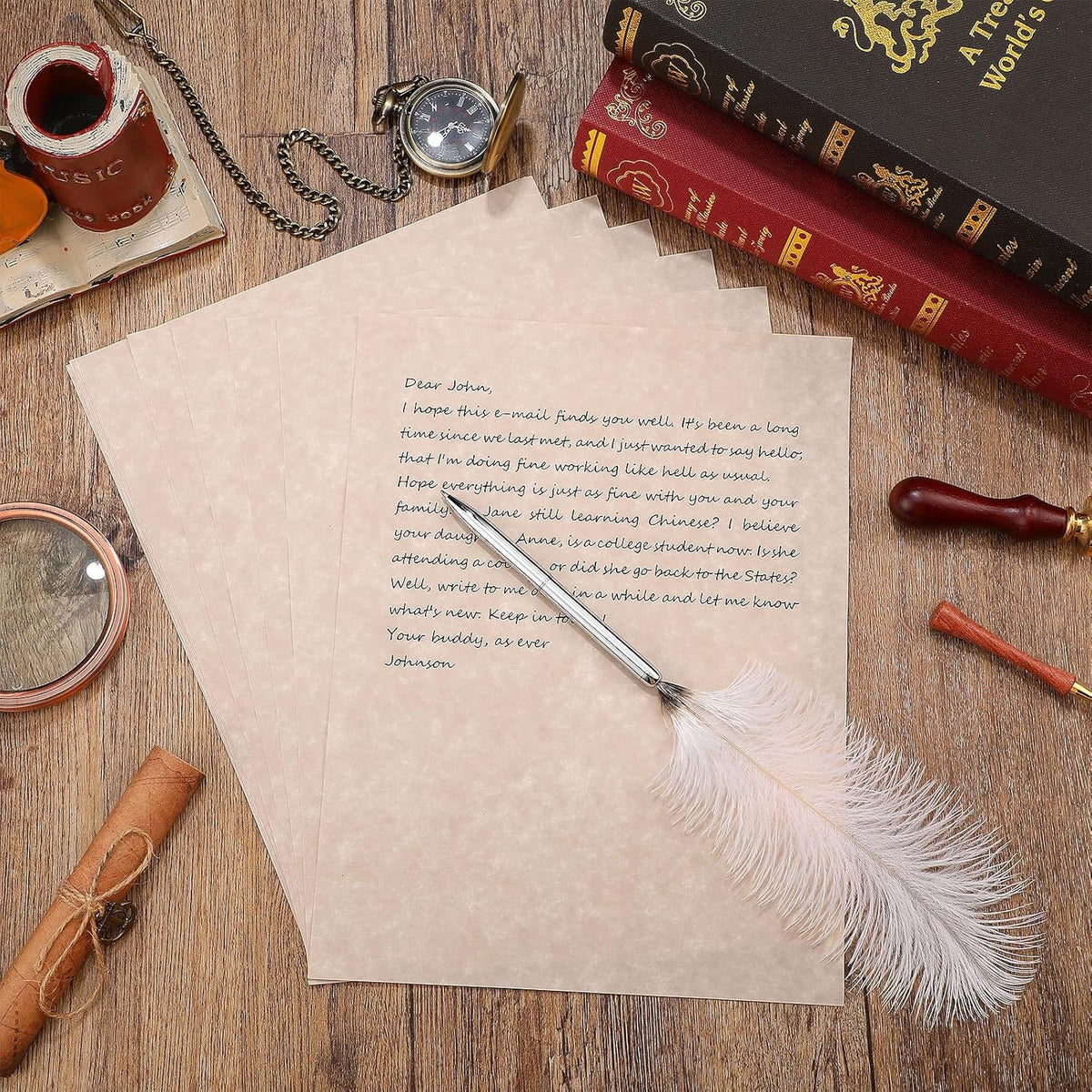 Epakh 300 Pcs Old Age Parchment Paper 8.5 x 11 Inch Standard Letter Vintage Colored Old Parchment Double Side Printing Paper (Dark Beige)