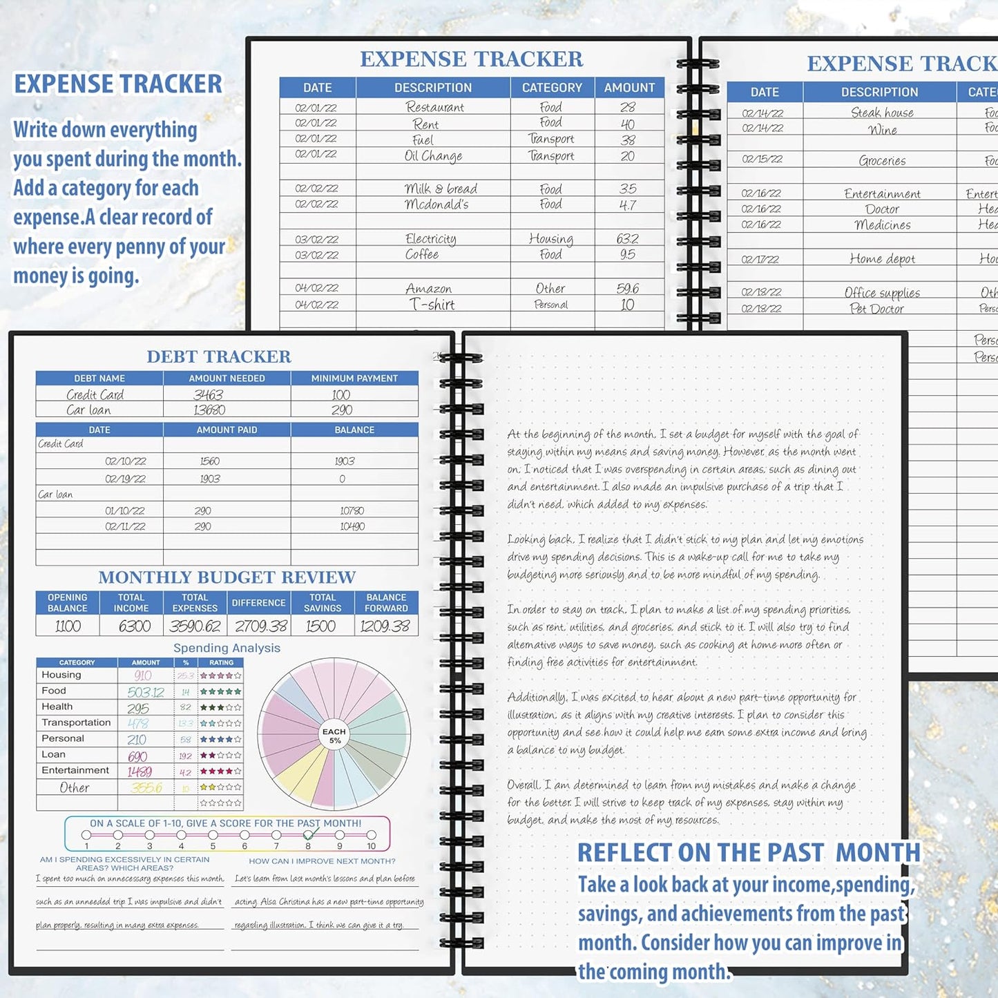 Budget Planner - Monthly Finance Organizer with Expense Tracker Notebook to Manage Your Money Effectively, Undated Finance Planner/Account Book, Start Anytimem,A5(8.6x5.9 inchs),100gsm Paper - Golden