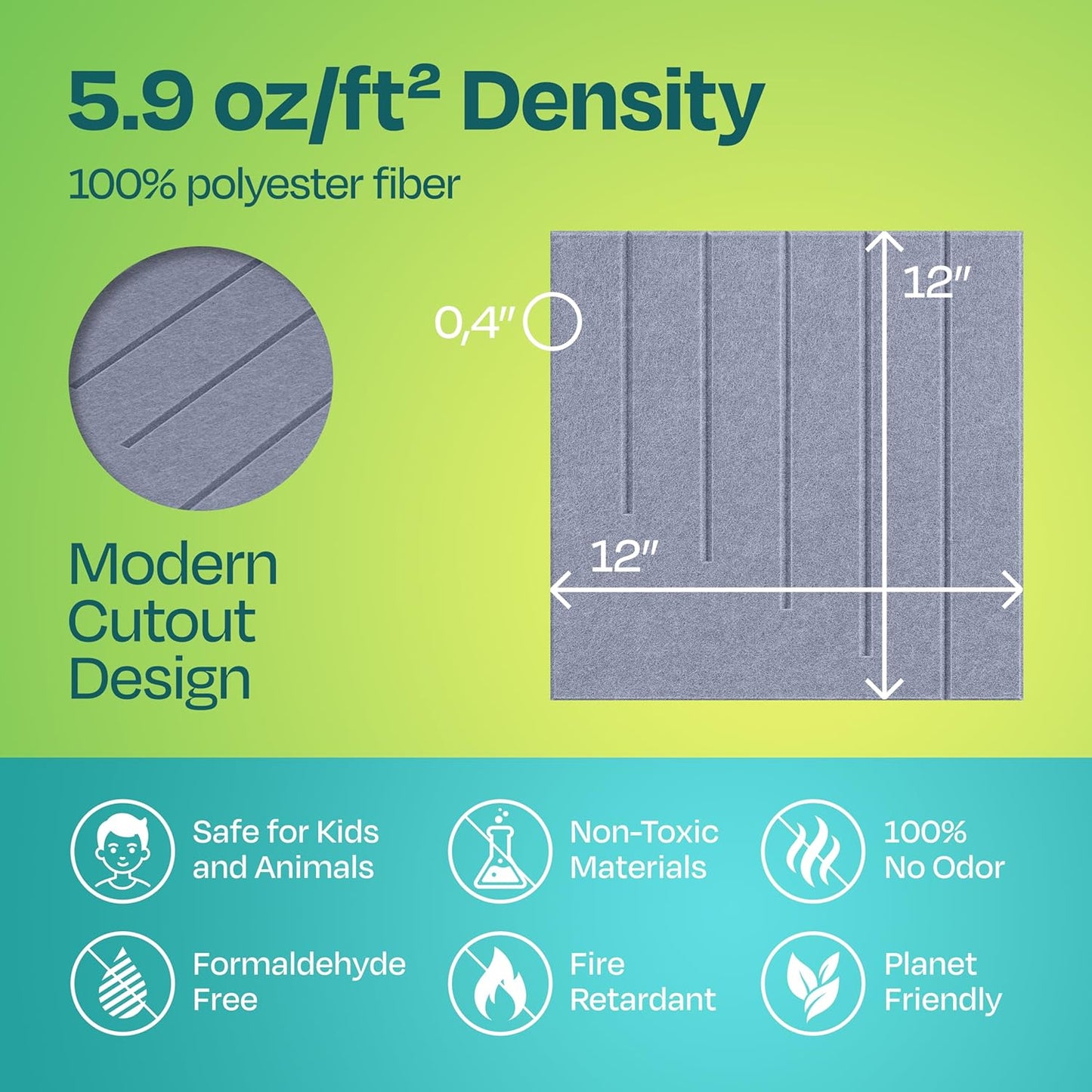 Acoustic Panels 12-Pack Soundproof Wall Panels 12"x12"x0.4" Decorative Sound Dampening for your Home, Office, Studio, Bedroom & More with Unique LineWave Carving [Dusky Gray]