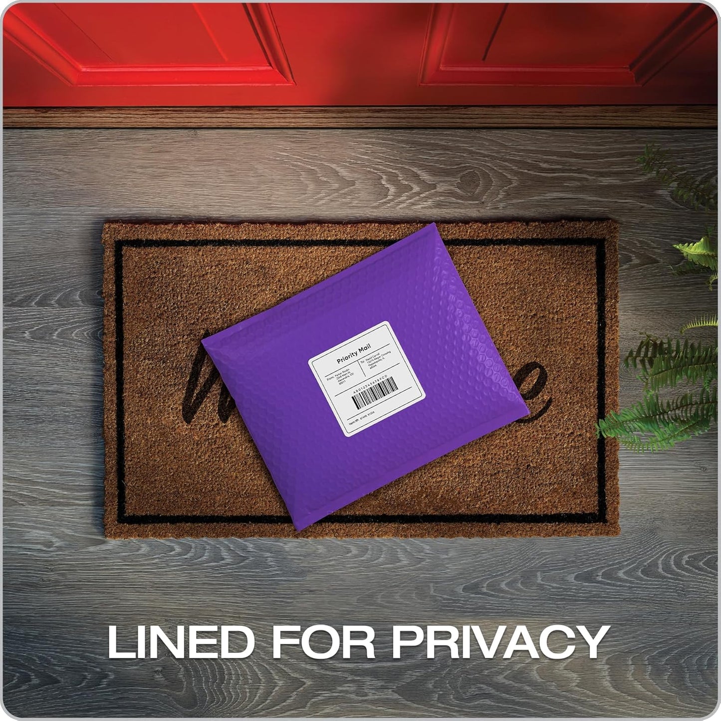 Quality Park Bubble Mailers, 8.25" x 11", Purple Poly Mailers, Padded Envelopes, Shipping Bags, Water Resistant, Self Seal, 25 Per Box (QUA85905)