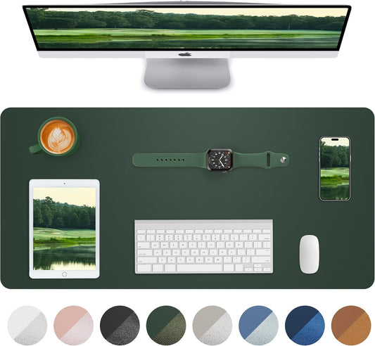 Leather Desk Pad Blotter,Mouse Pad,Office Desk Mat, Non-Slip PU Leather Desk mat,Large Desk mat,Waterproof Keyboard mat for Office/Home/Decor (Dark Green,35" x 17")