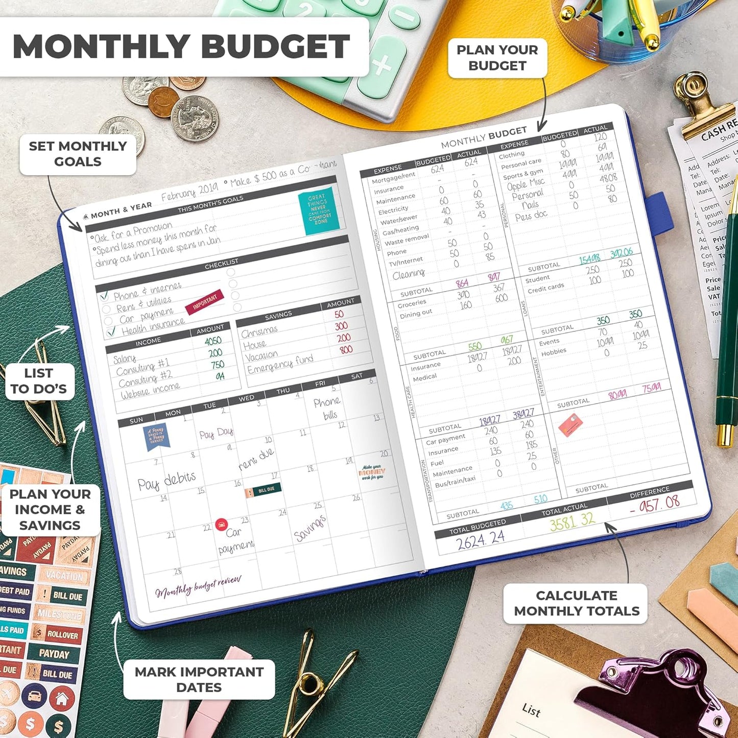 Clever Fox Budget Planner - Expense Tracker Notebook. Monthly Budgeting Organizer, Finance Logbook & Accounts Book, Bill Tracker, A5 (Royal Blue)