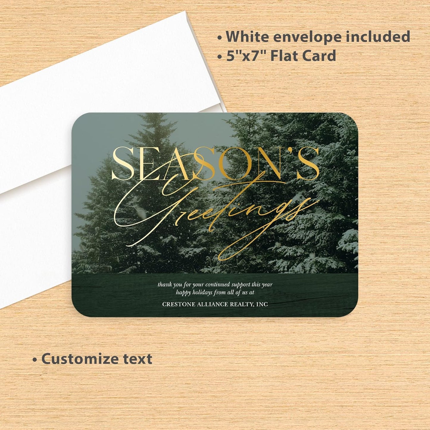 Let's Make Memories Personalized Business Christmas Cards with Envelopes - Premium Quality - 5x7-2025 Holiday Cards & White Envelopes - Snowy Pines - 75 ct