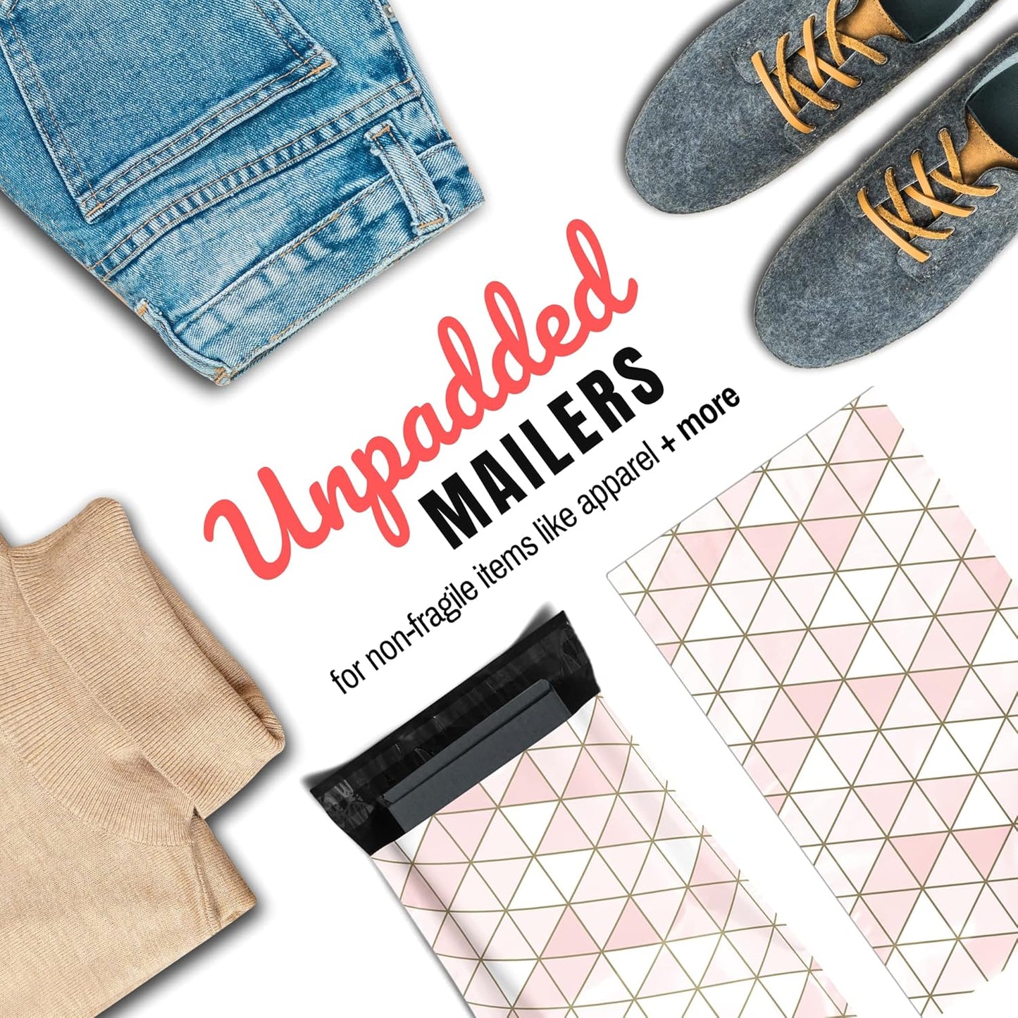 Poly Mailers 12.5x15 50 Pack | Self-Sealing Shipping Bags Envelopes for Small Business | Waterproof Durable Packaging | Rosé | Pink Gold | à la mode Mailers