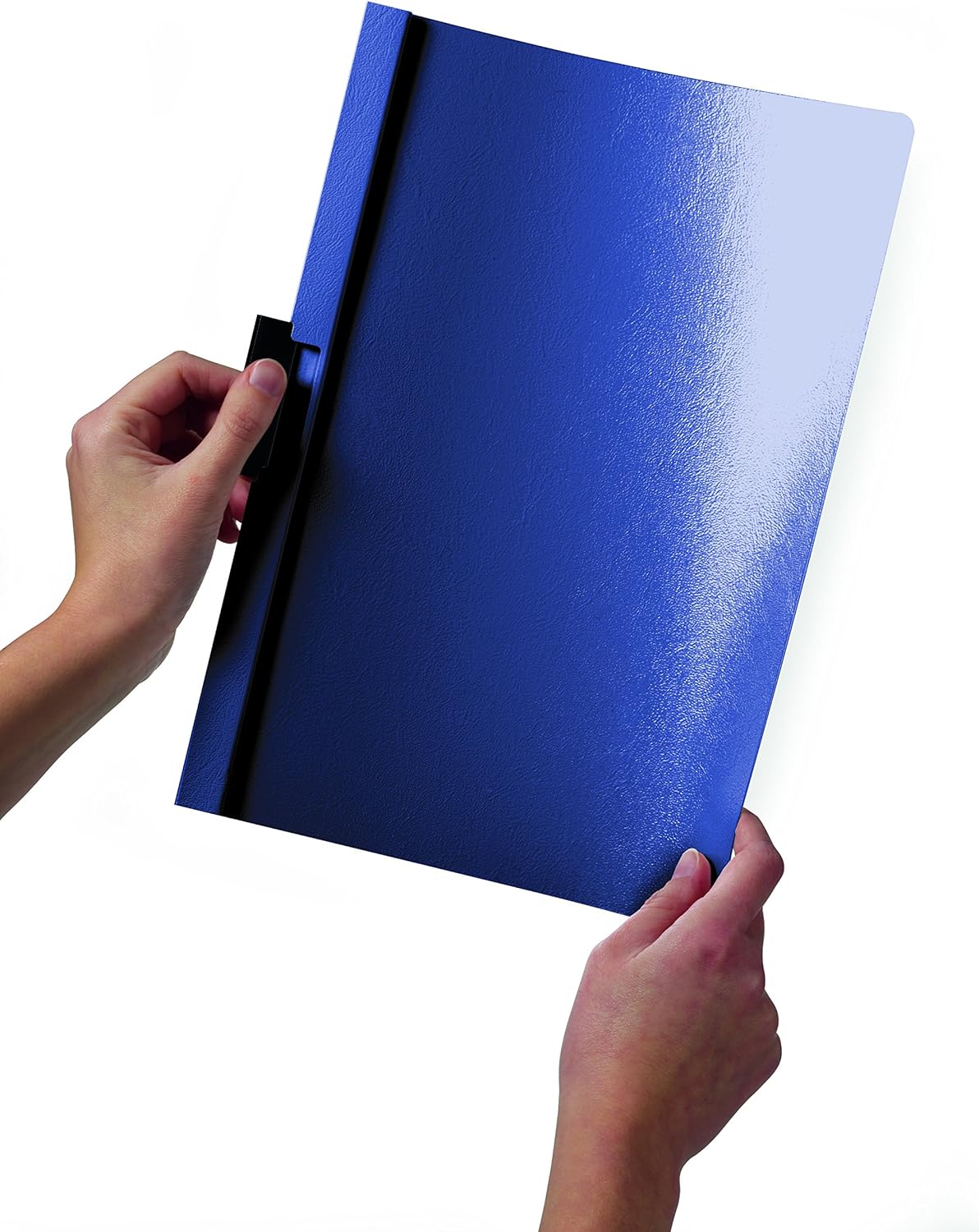 Durable Report Cover with DURACLIP Letter-Size 8.5" x 11" Inches - Holds Up to 60 Pages - Clear Cover and Dark Blue Border - Box of 25