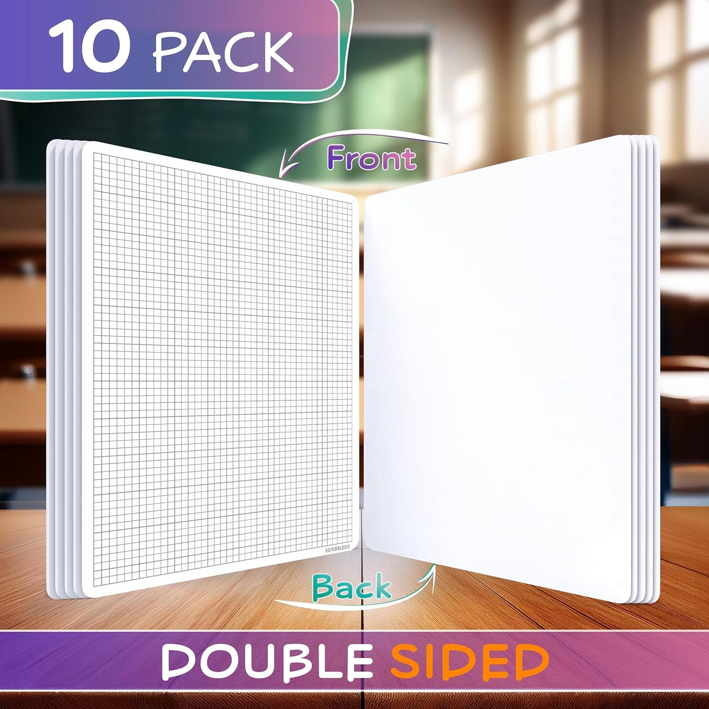 SCRIBBLEDO Small Grid Dry Erase Sheets 9”x12” Math Practice Small White Board Sheets Math Manipulatives Quad Graph Whiteboard Sheets Math Supplies Homeschool Teacher Students Classroom Pack of 10