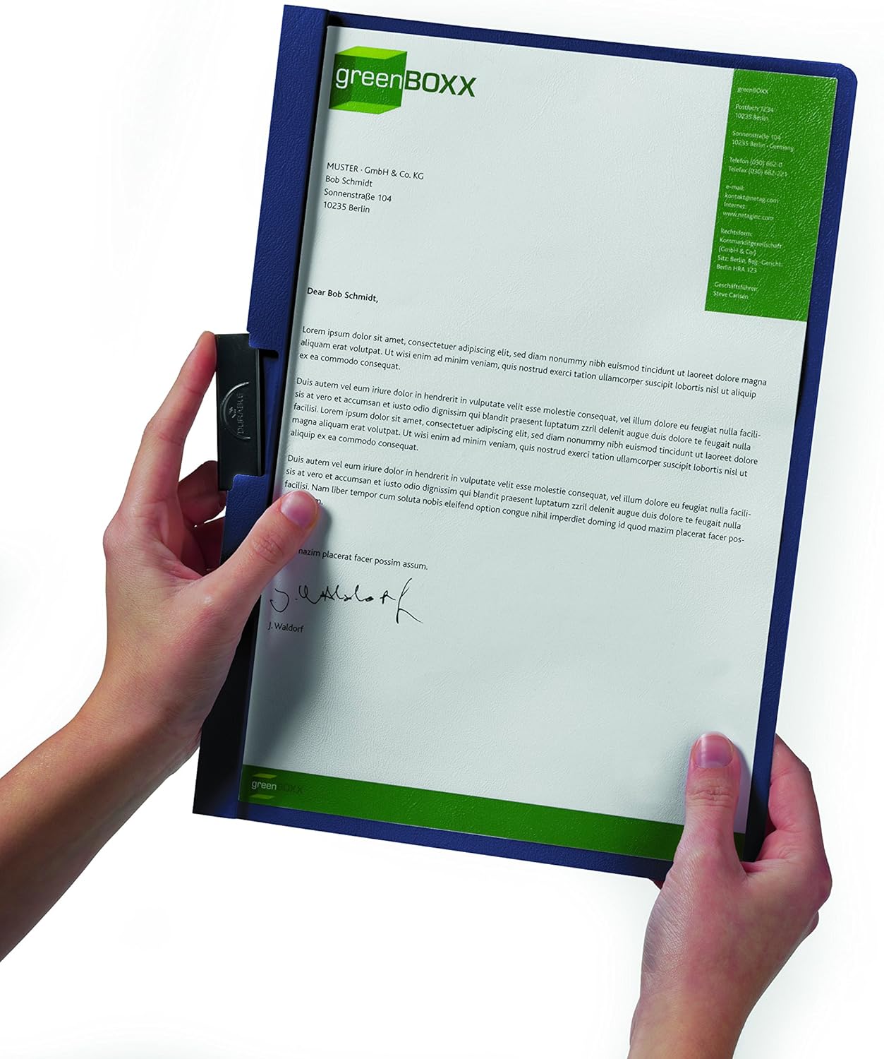 Durable Report Cover with DURACLIP Letter-Size 8.5" x 11" Inches - Holds Up to 60 Pages - Clear Cover and Dark Blue Border - Box of 25