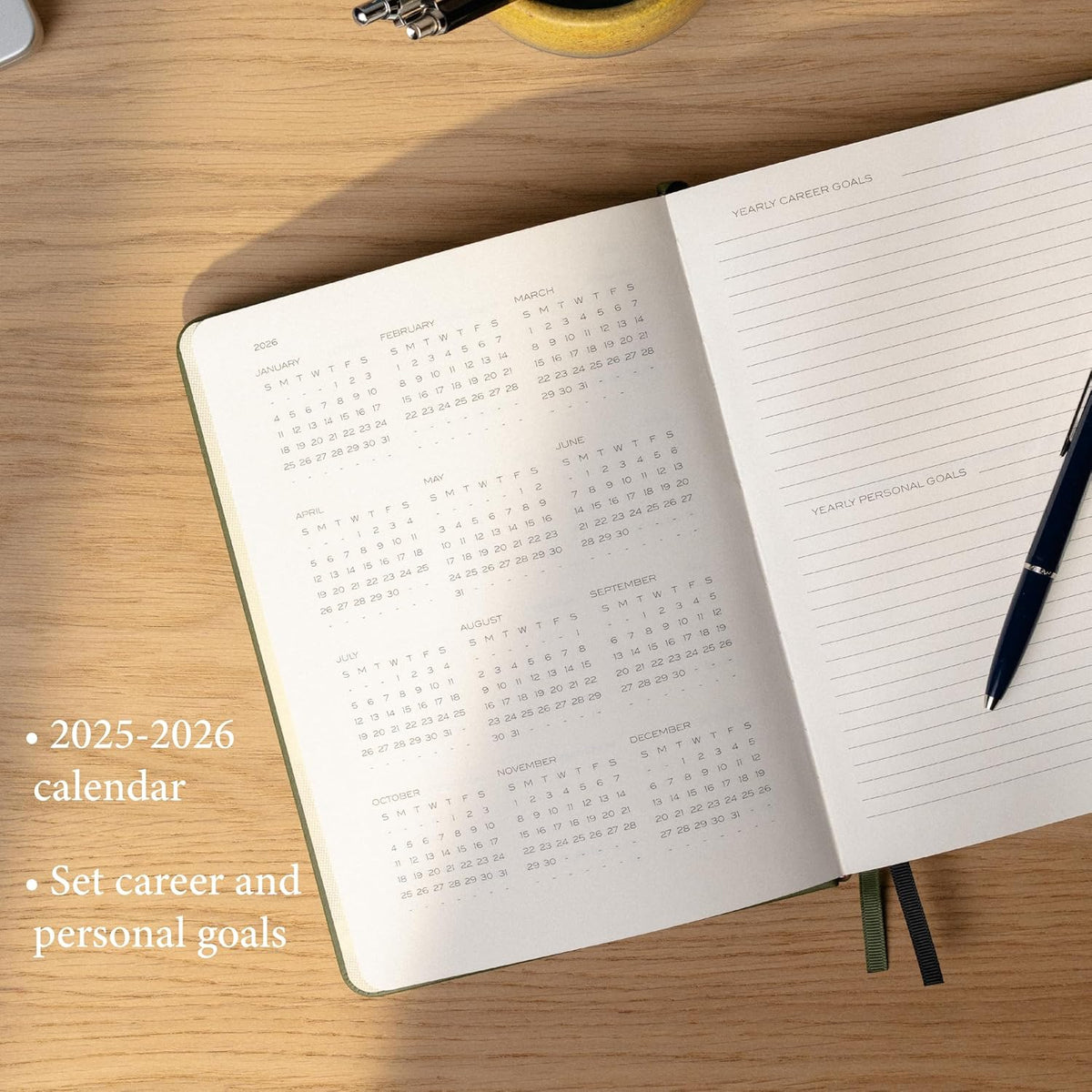 Anecdote 2026 Planner: 52 Week Daily Planner, Yearly, Monthly & Weekly Workflow for Planning Your Success – Vegan Leather Hardcover, Start Anytime & Achieve your Goals - Neon Yellow