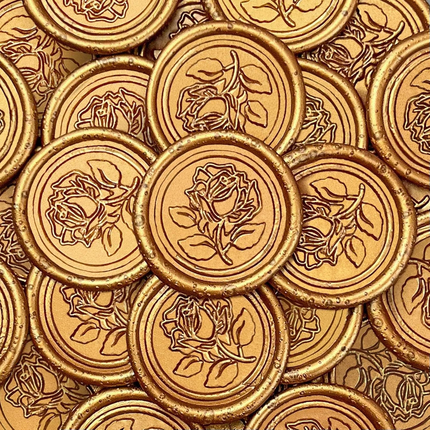 25Pcs Wax Seal Stickers Handmade Envelope Seals Self Adhesive Wax Stickers for Wedding Party Invitations, Envelope, Gift Wrap, Christmas(Rose Style, Antique Gold)