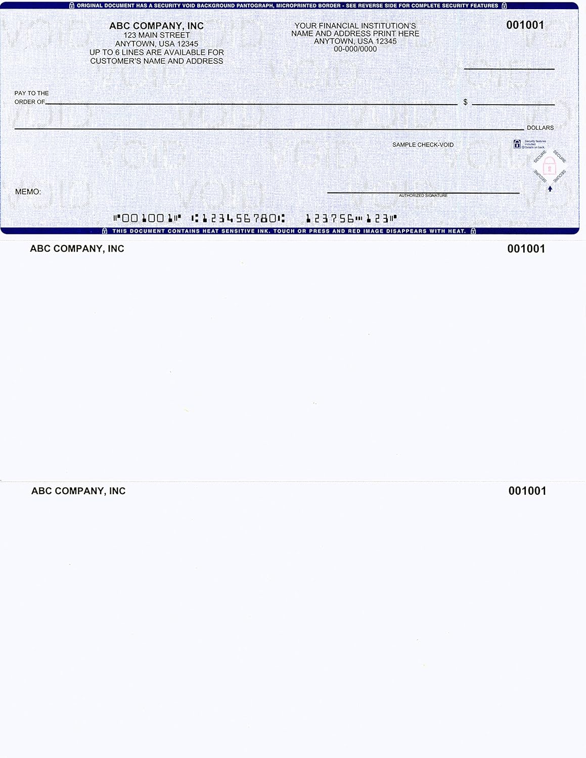 Computer Checks on Top - Custom Laser Business Checks Compatible with QB accounting software, Blue (5000)