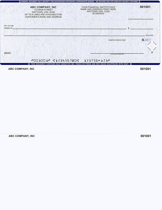 Computer Checks on Top - Custom Laser Business Checks Compatible with QB accounting software, Blue (1000)