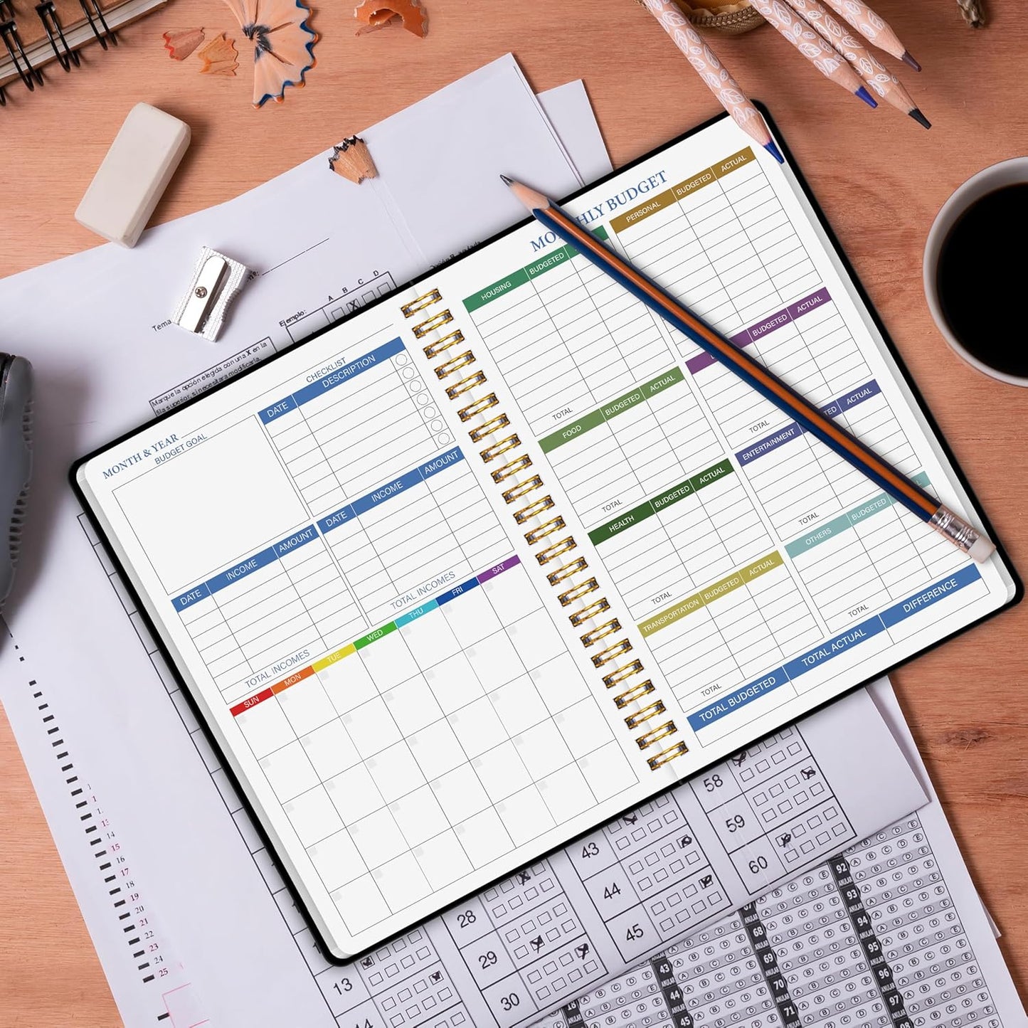 Monthly Budget Planner - 14 Months Hardcover Undated Financial Planner Organizer Budget Book with Expense and Debt Tracker Notebook to Manage Your Money Effectively, Bill Organizer