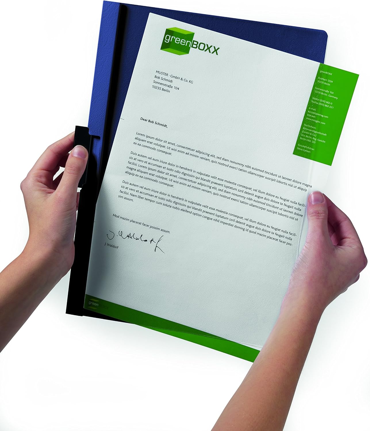 Durable Report Cover with DURACLIP Letter-Size 8.5" x 11" Inches - Holds Up to 30 Pages - Clear Cover and Navy Blue Border - Box of 25