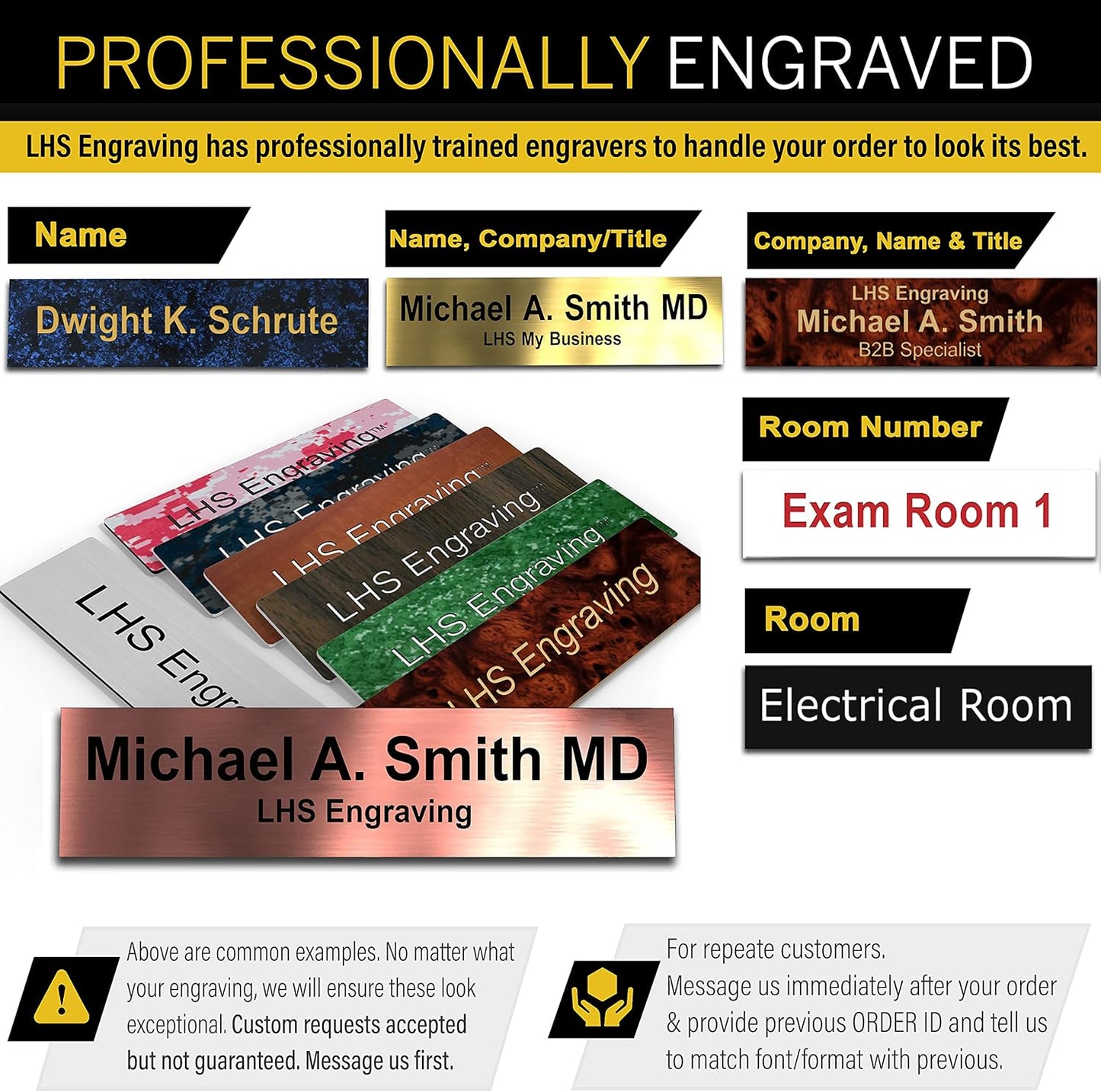 Engraved Door Signs for Office Personalized Red Plastic Door Plaque White Letters - Made in USA 2x12 B7