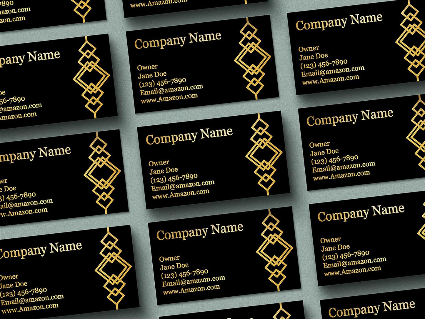 Personalized Gold Foil Black Business Cards 100 Pack - 3.5" x 2" Cards - 14 PT Thick Sturdy Cards - Unique Shiny Gold Foil - Made in the U.S.A. (Gold Art Deco)