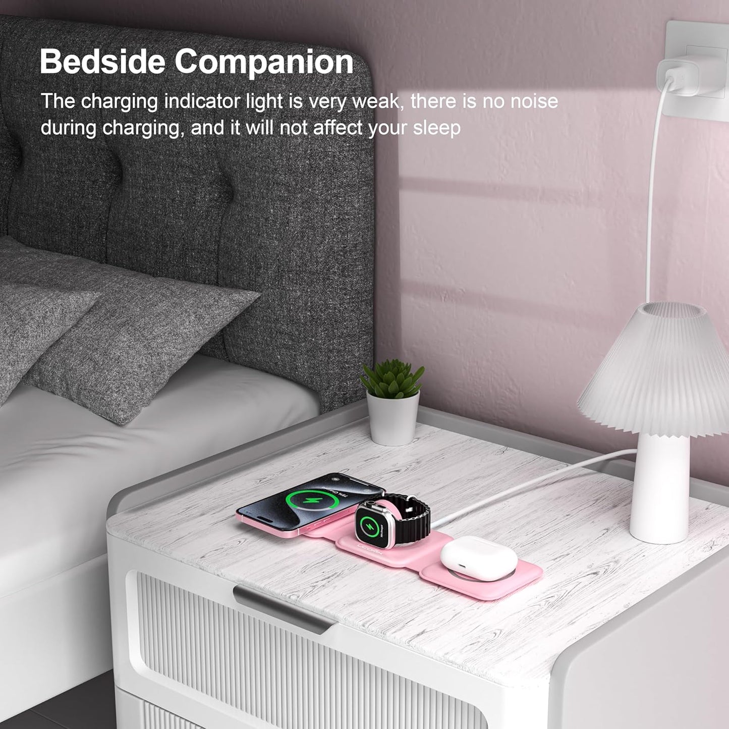 UCOMX 3 in 1 Charging Station for Multple Devices,Foldable 3 in 1 Wireless Charger for Travel,Nano Wireless Charging Station for iPhone16 15 14 13 12 Pro Max/Watch 10 9 8 7 6 5 4 3 Ultra/AirPod Pro