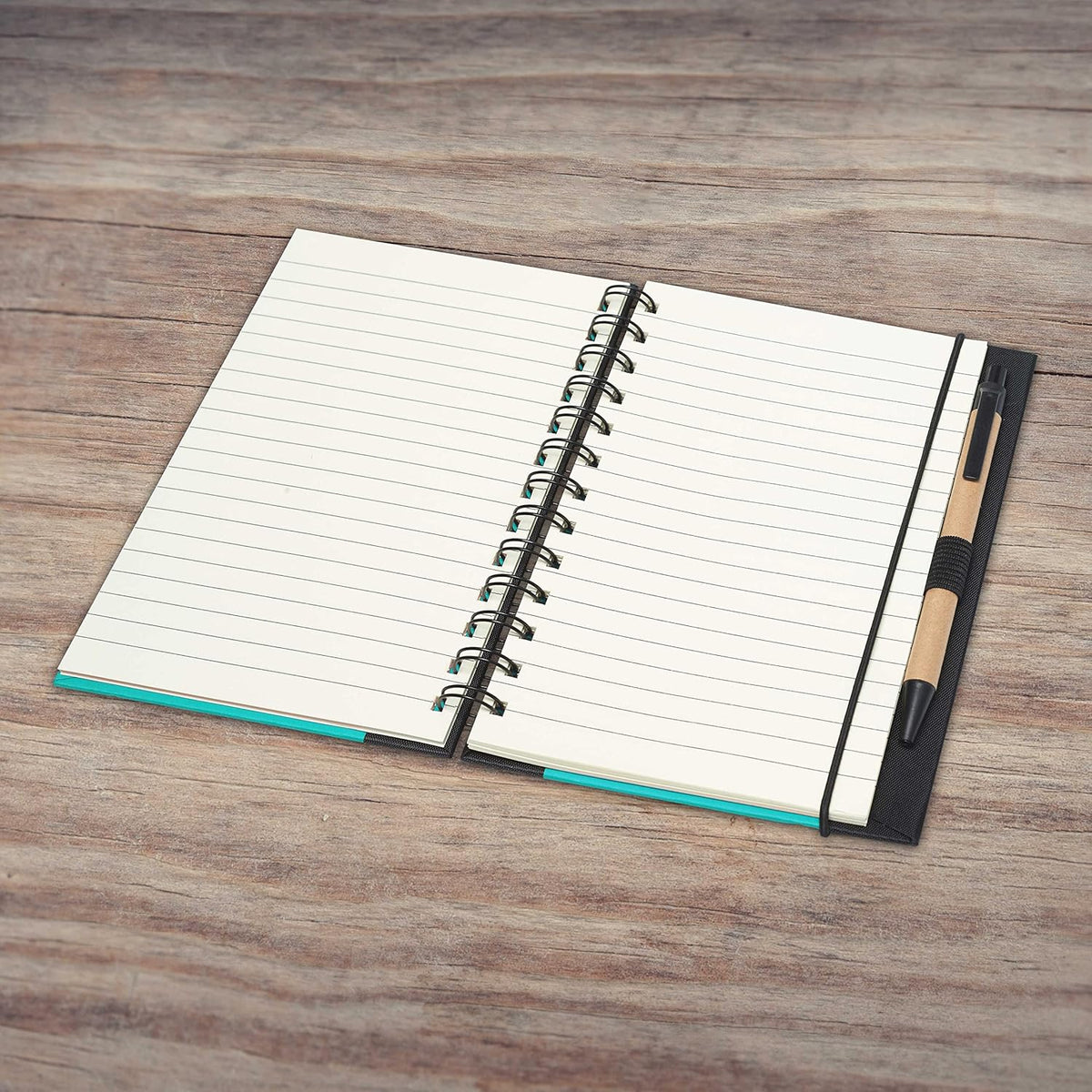 DISCOUNT PROMOS Eco Block Notebooks with Pens Set of 10, Bulk Pack - Perfect for School, Office, Business, Home - Aqua