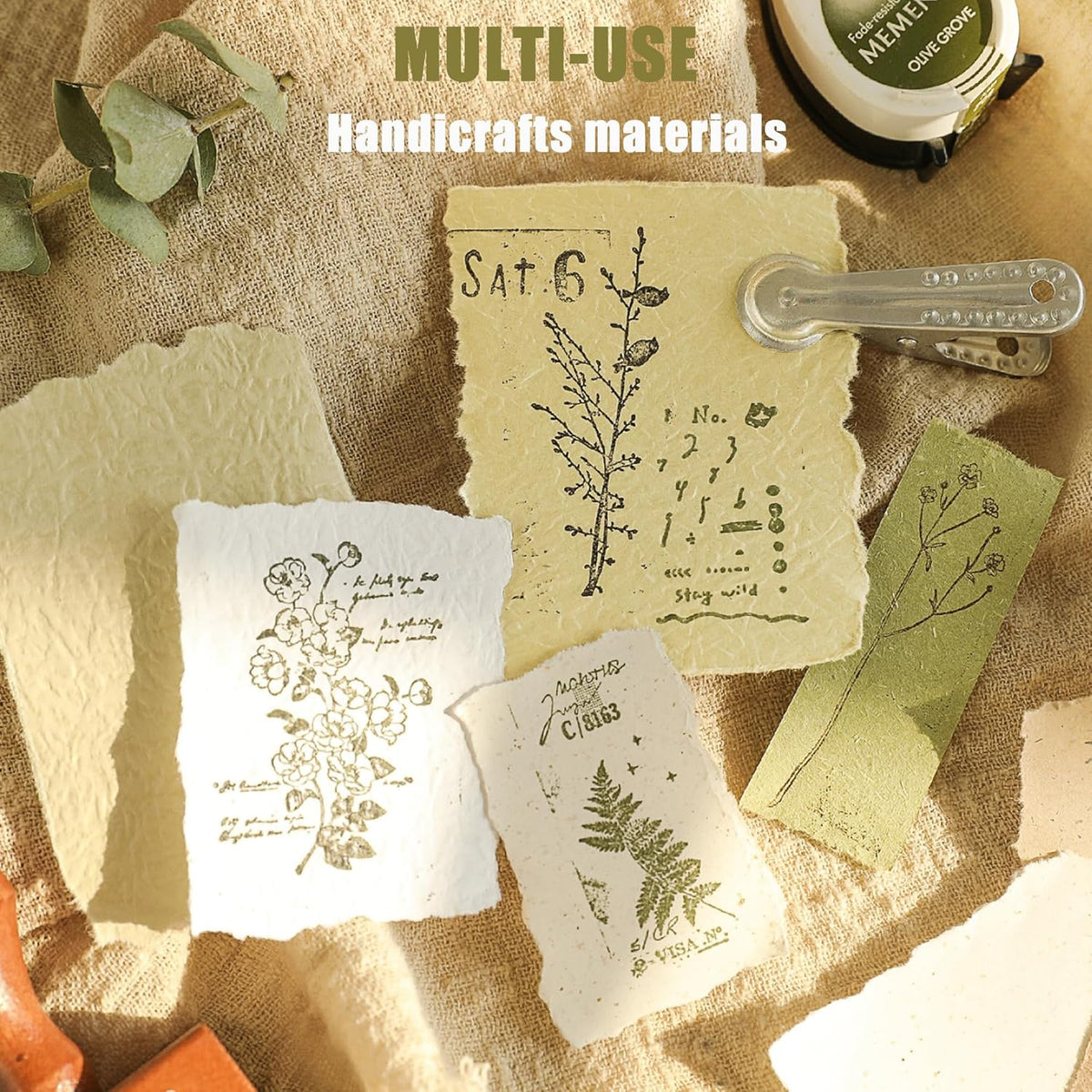 Aromoty 30 sheets A4 size Textured Scrapbook Paper&Mesh Fabric set - Large Handmade Craft Mulberry Special Paper Mix for Scrapbooking Junk Journal Supplies Card Materials Collage, 11.7x8.3 Inches