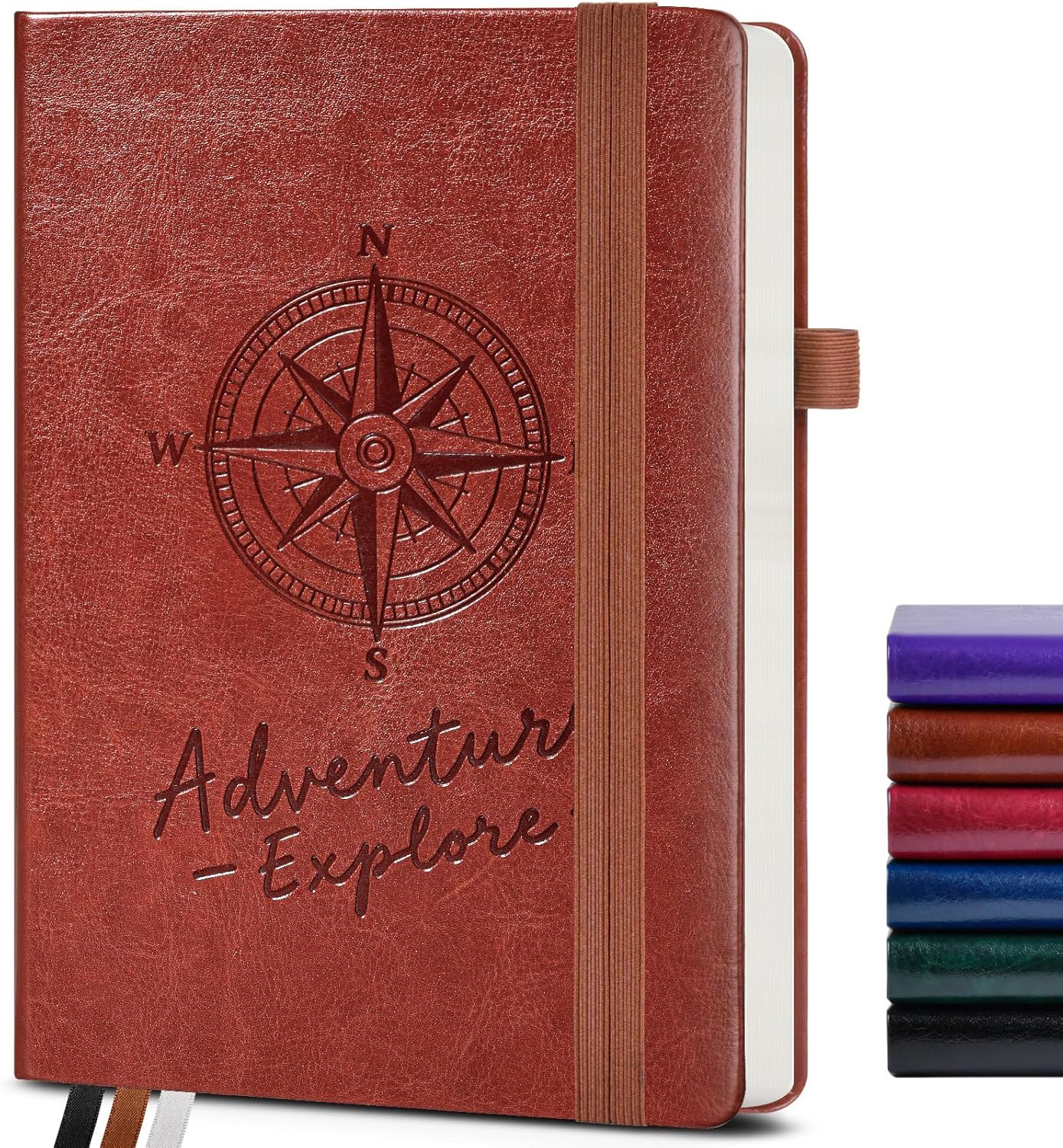 Graph Notebook for Women Men, 160 Pages Grid Paper, Graphing Notebooks for School, Work, Quad Ruled, Inner Pocket, A5 Hardcover Vintage Leather Journals for Writing, 5.8"x8.5" (Brown)
