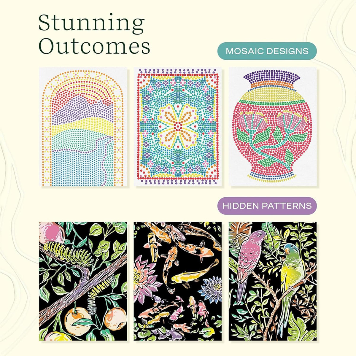 Lifelines FlowArt Activity Pad, 2-Pack - Guided Art Meditations with Markers - Mediterranean Mosaic Designs & Animal Hidden Patterns - Coloring Books for Teens, Adults & Seniors