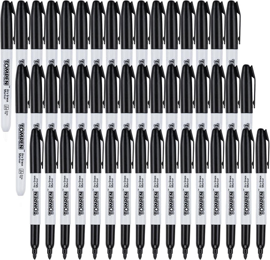 Dry Erase Markers Fine Tip,Black,48 Count Bulk,Thin Erasable Whiteboard Markers with Low Odor Ink Quick-Drying for Calendar Boards Office Home School Writing Planning