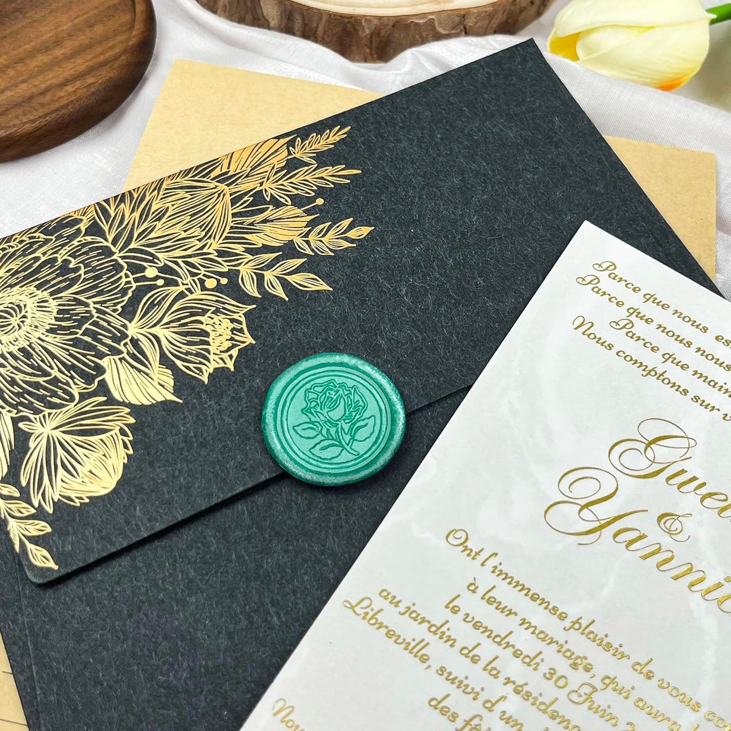 25Pcs Wax Seal Stickers Handmade Envelope Seals Self Adhesive Wax Stickers for Wedding Party Invitations, Envelope, Gift Wrap, Christmas(Rose Style, Cyan)