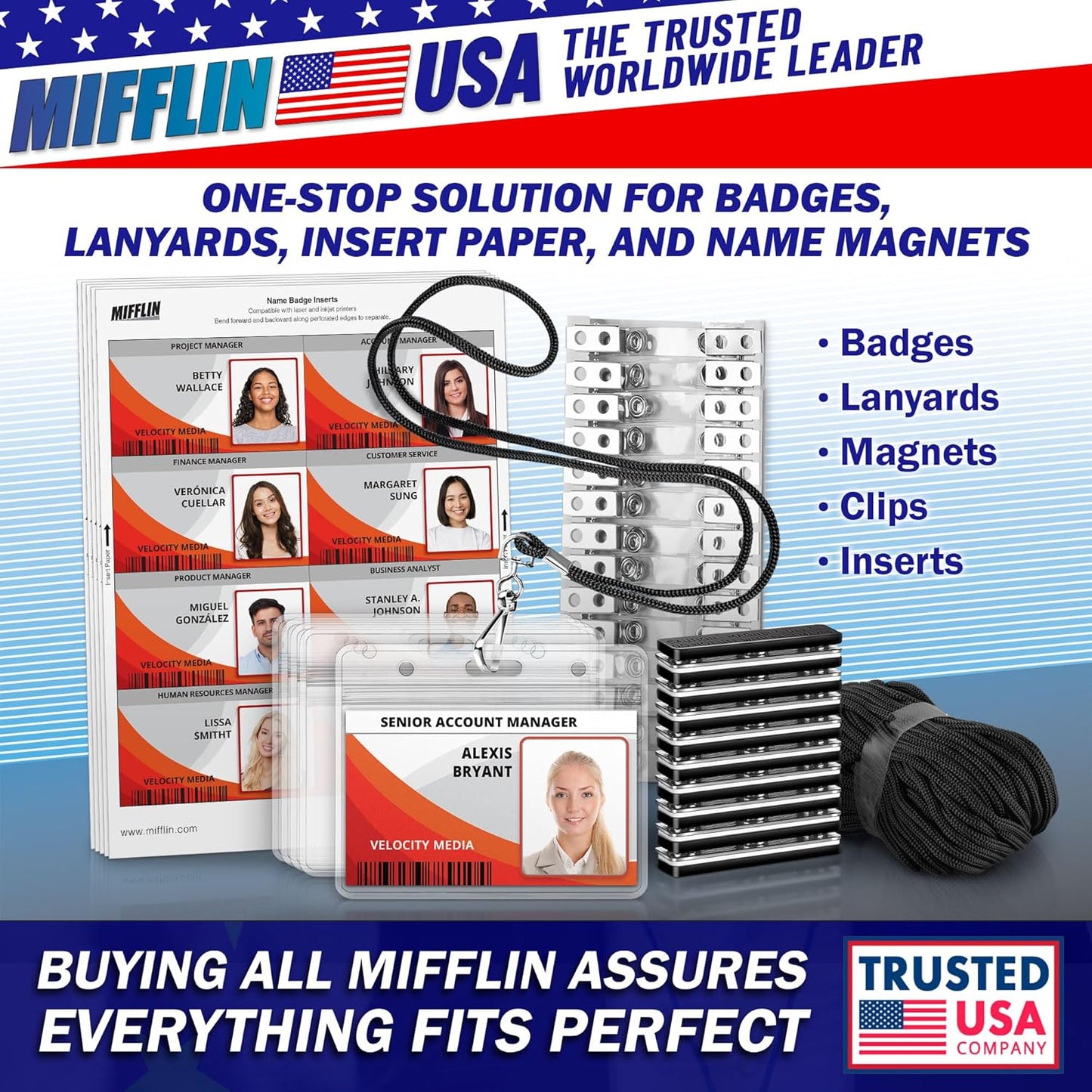 Mifflin-USA Passport & Card Holders (Clear, 4x6 Inches, 100 Pack), Extra Large ID Name Badge Holder, Zipperless Vertical Plastic Card Holders
