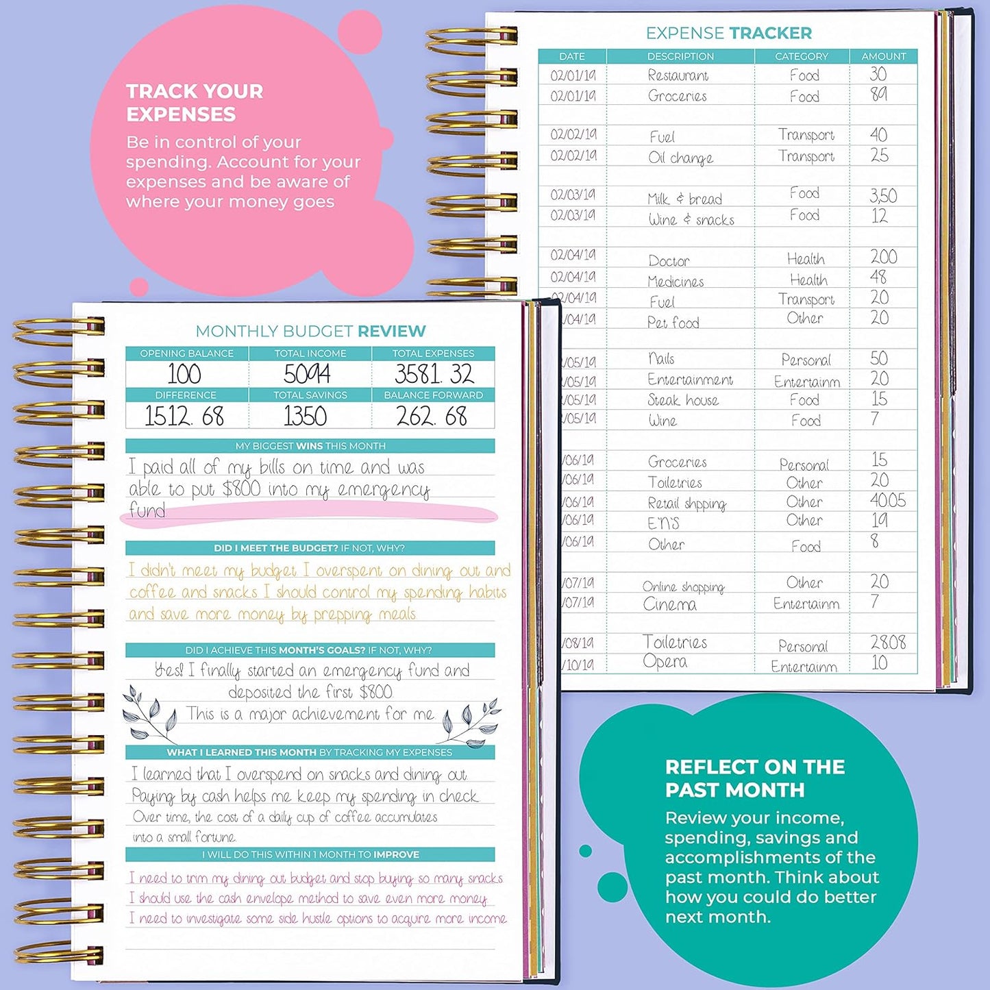 Clever Fox Budget Planner & Monthly Bill Organizer With Pockets. Expense Tracker, Budgeting Journal & Financial Book. Medium, 5.1x8.2" (Dark Blue)