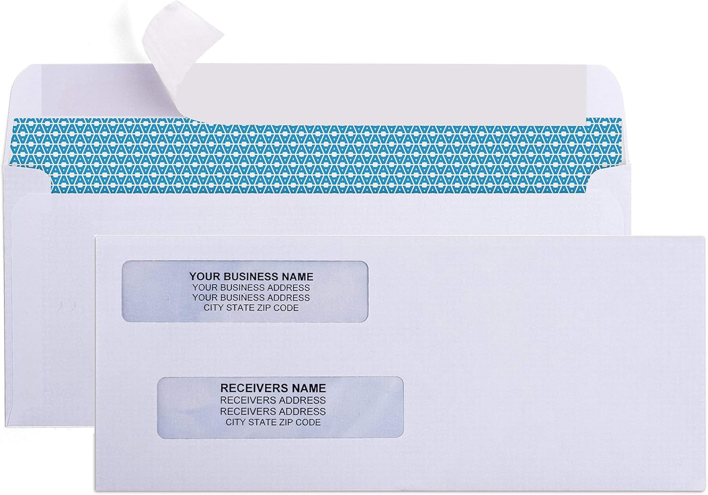 Aimoh 500#8 Double Window Self Seal Security Envelopes - for Business Checks, QuickBooks & Quicken Checks, Size 3 5/8 x 8 11/16 Inches - Checks Fit Perfectly - Not for Invoices, 500 Count (30180)